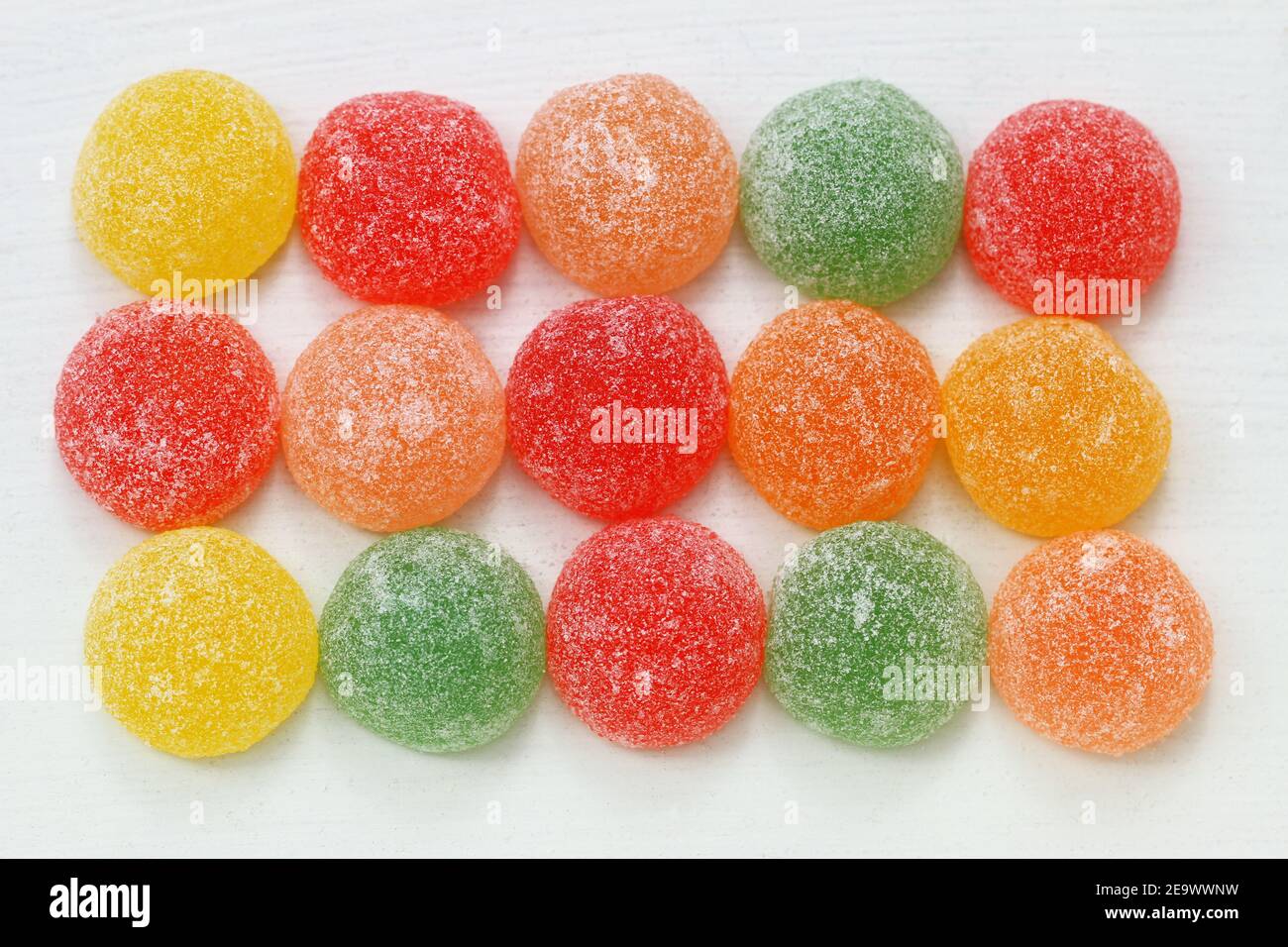 Few rows of colorful soft jelly sweets Stock Photo