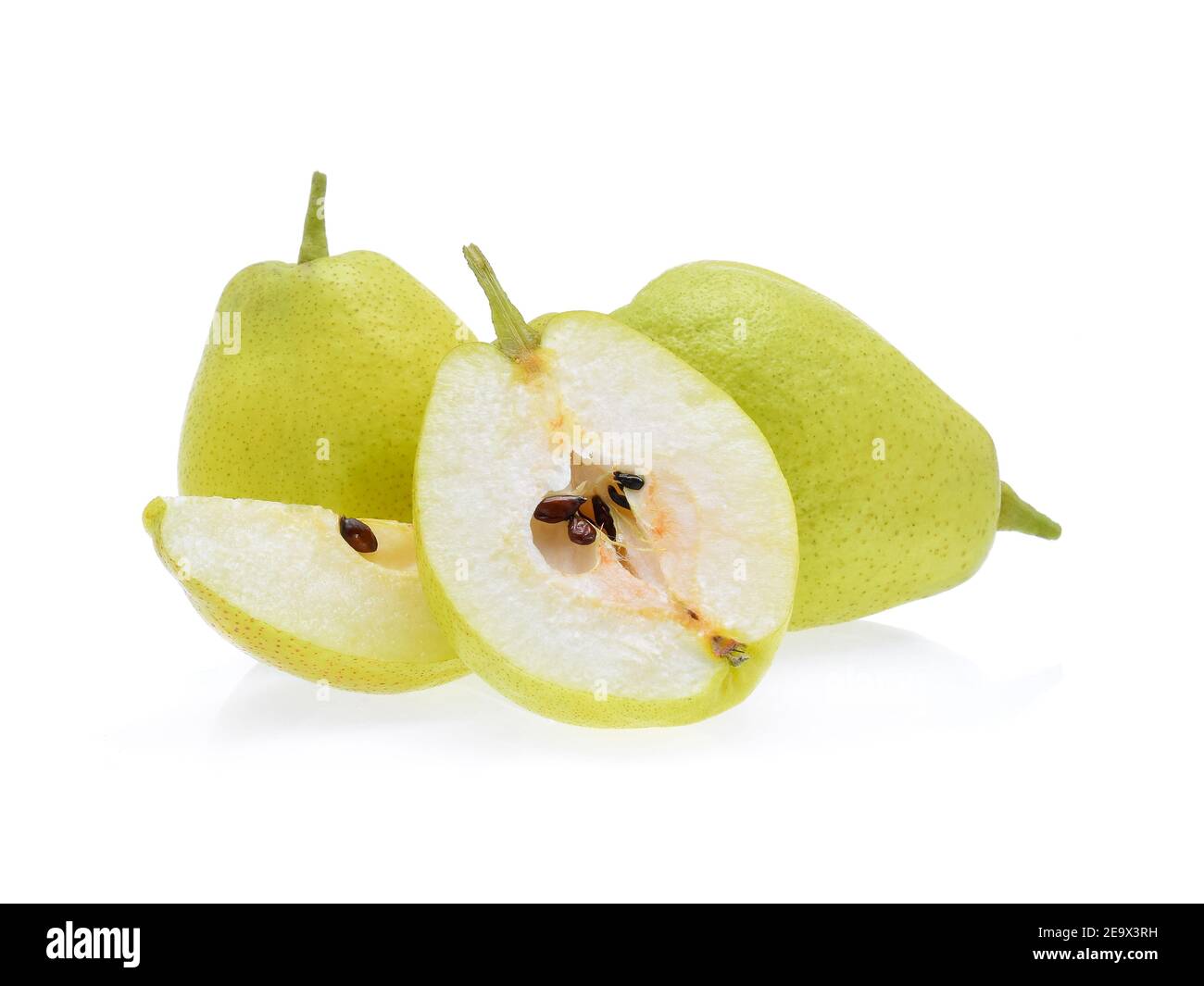 Green pear isolated on white background Stock Photo - Alamy