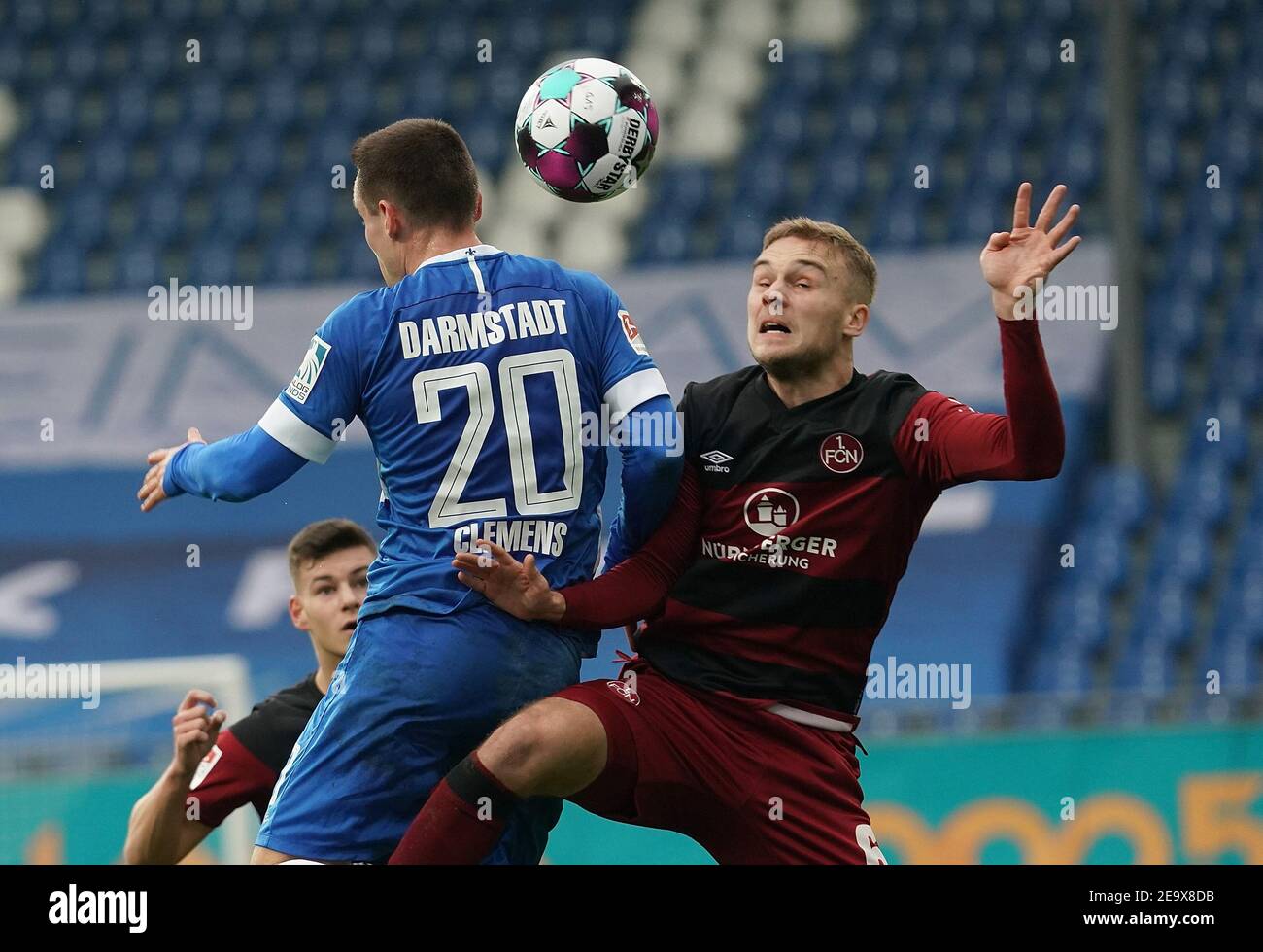 06 February 2021 Hessen Darmstadt Soccer 2 Bundesliga Darmstadt 98 1 Fc Nurnberg Matchday 20 At Merck Stadion Am Bollenfalltor Christian Clemens L From Darmstadt In A Duel With Tim Handwerker From