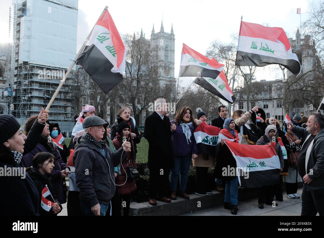 LONDON - DECEMBER 14, 2019: Protest against the Iraqi government outside Parliament in London, to end ''Campaign of Terror'' Stock Photo