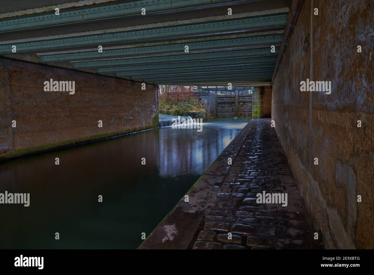 Under road bridge on Rochdale canal. Slattocks Stock Photo