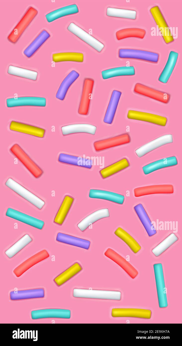 Doughnut glaze vertical background with sprinkles. Sweet pink donut ...