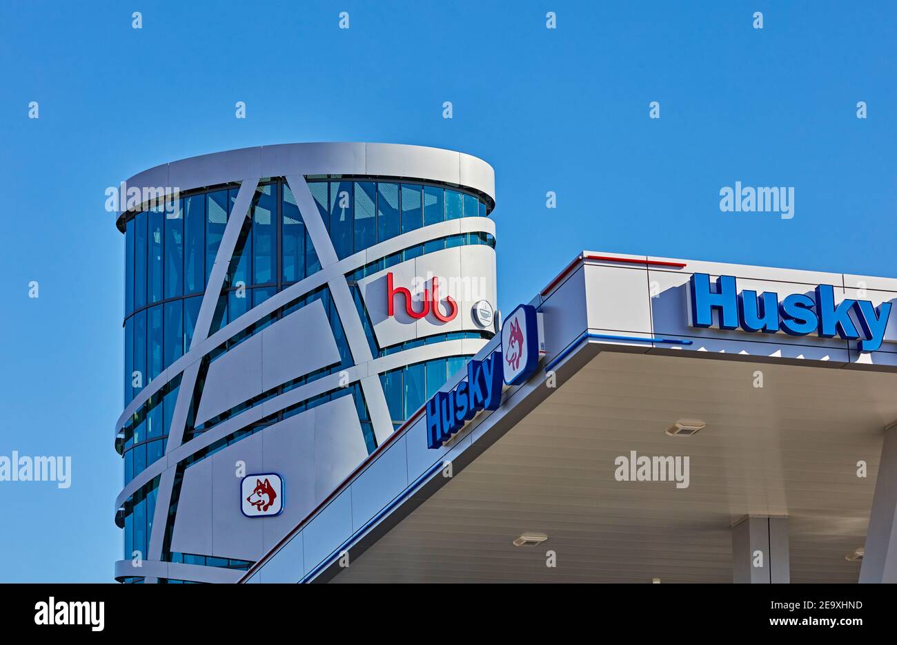 Husky gas station Stock Photo Alamy