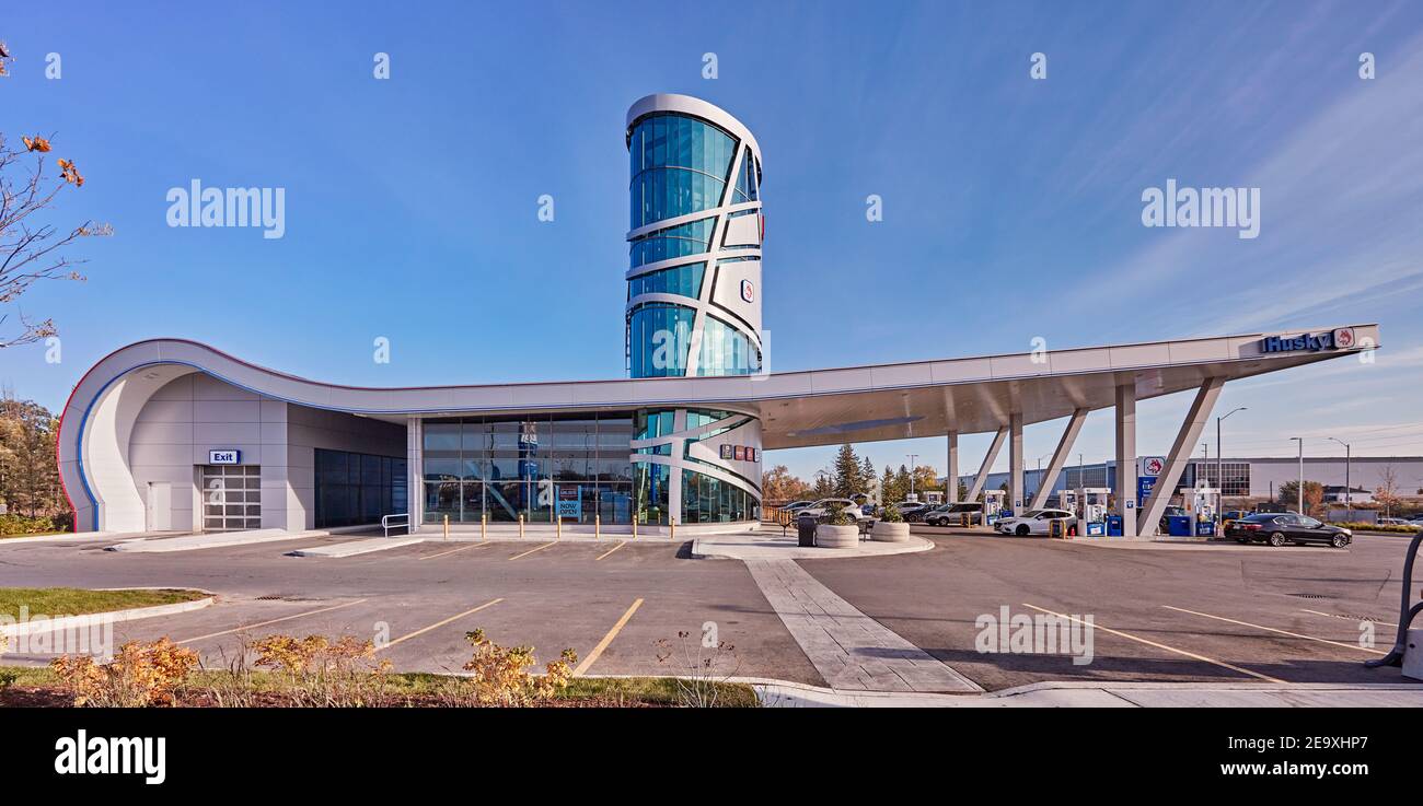 Husky gas station Stock Photo Alamy