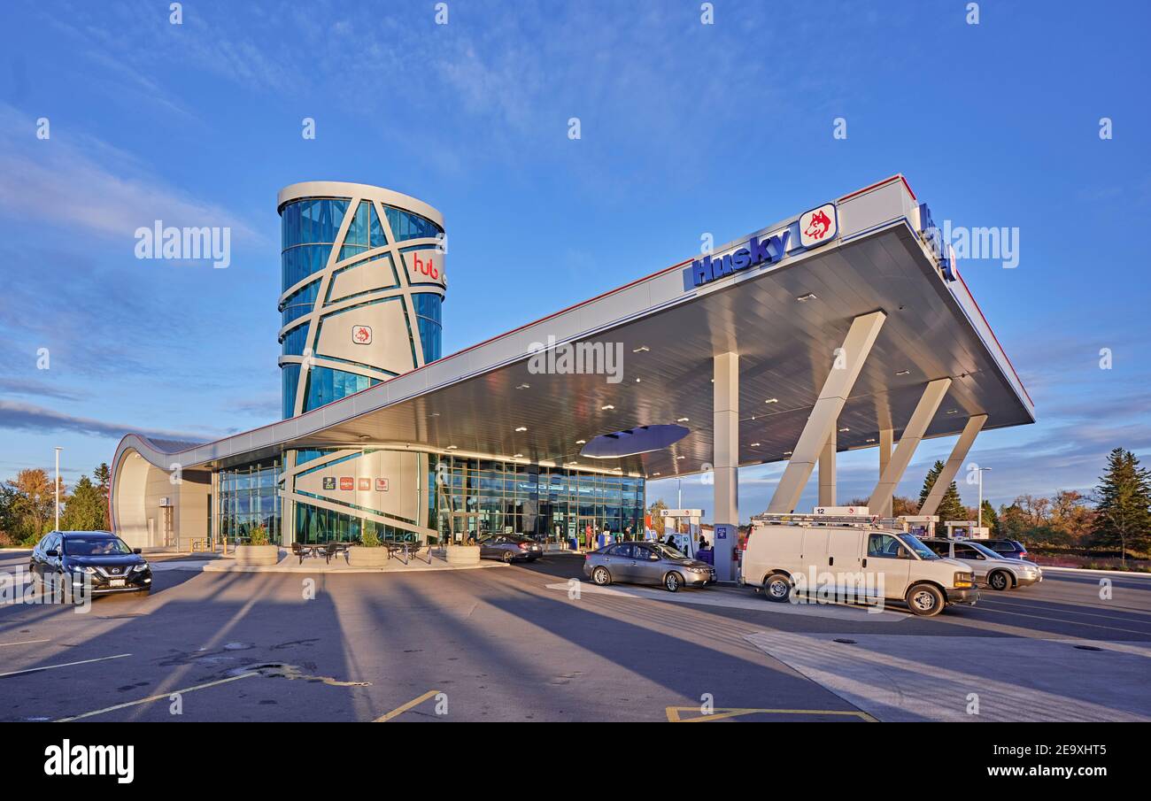 Husky gas station Stock Photo Alamy