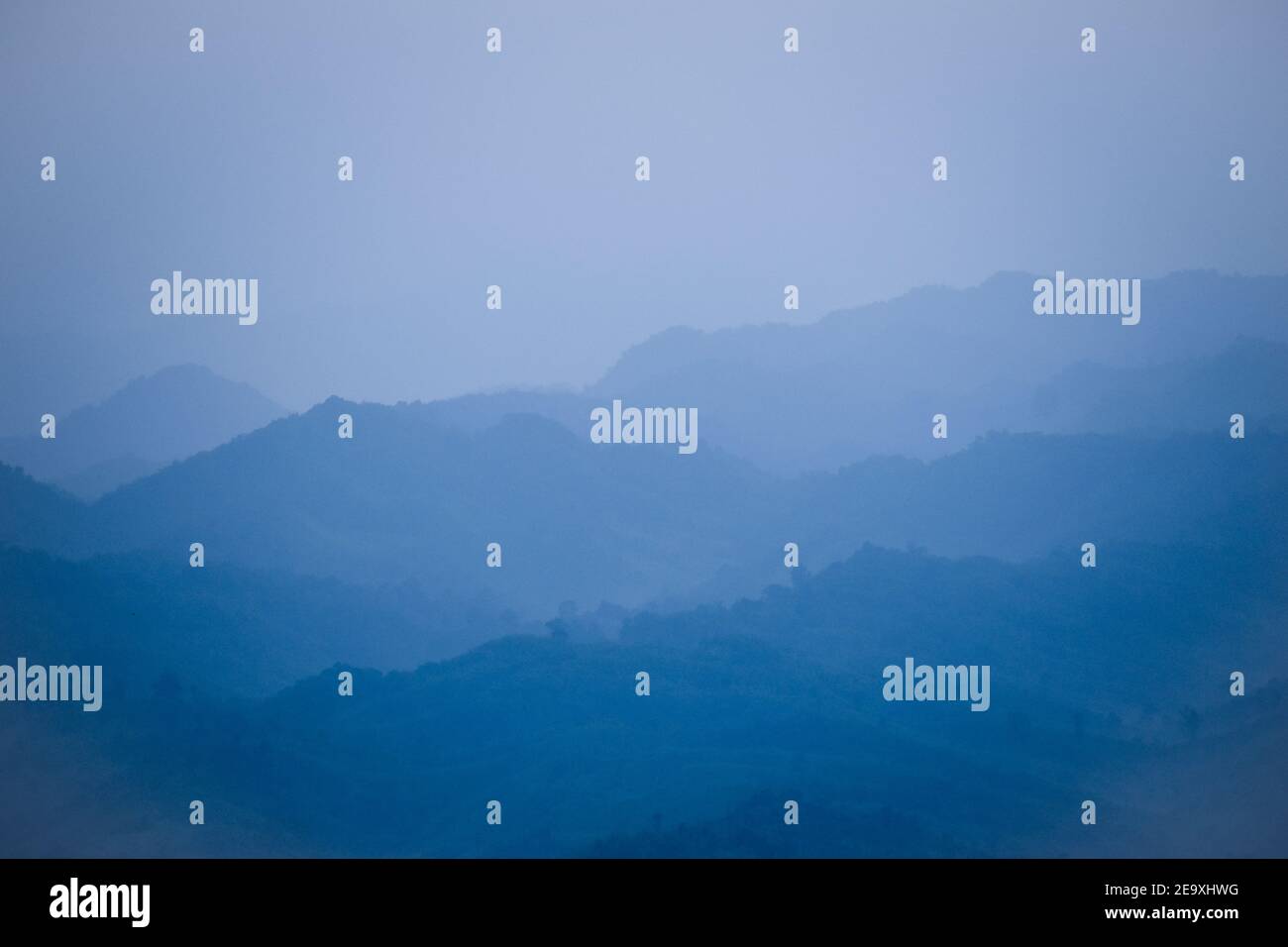 Top view of mountainscape. A view of blue mountains. Stock Photo