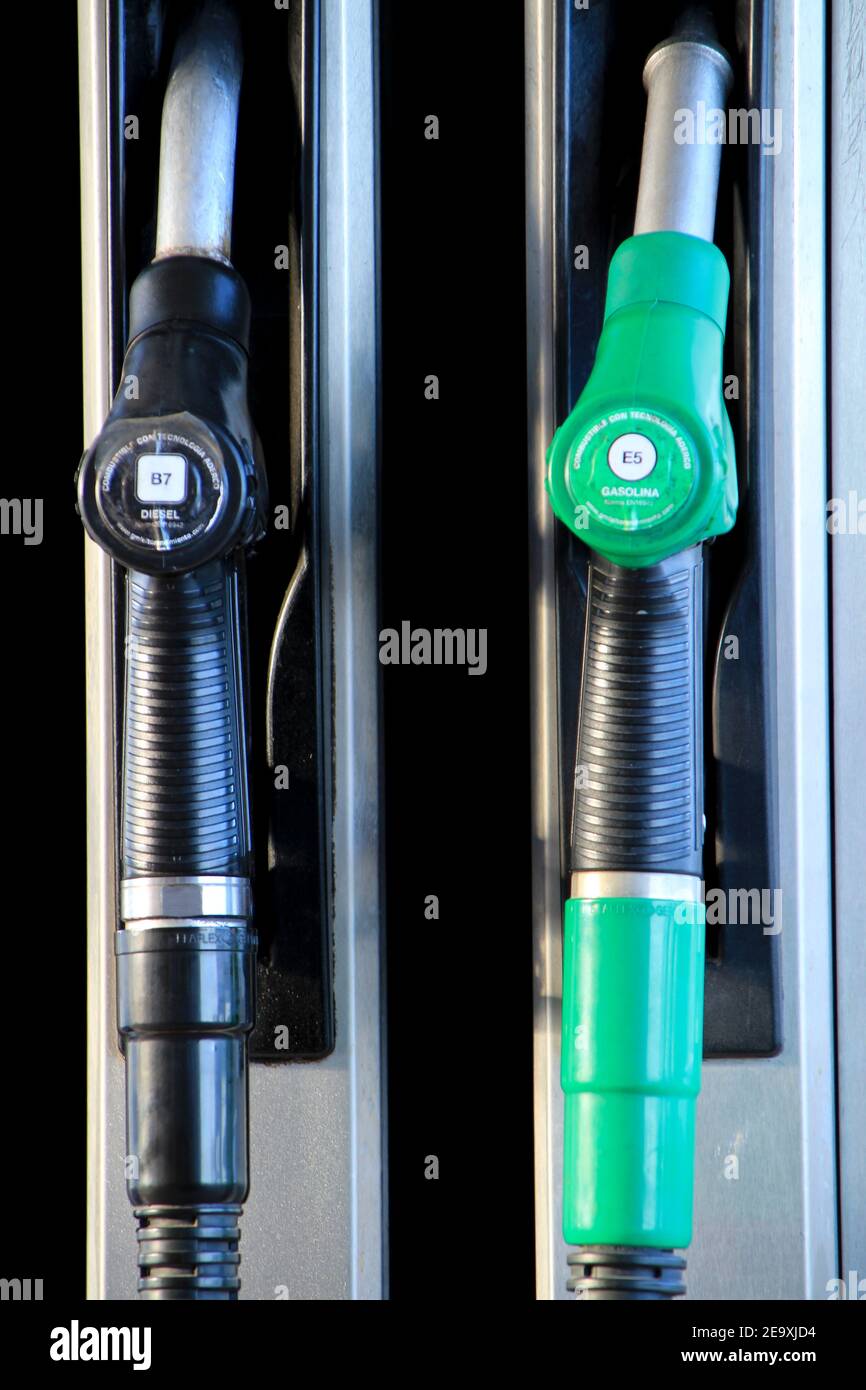 Elche, Alicante, Spain January 26, 2021 Unleaded Gasoline and Diesel