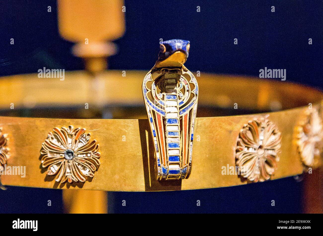 Egypt, Cairo, Egyptian Museum, from the tomb of SatHathorIunet, daughter of Senusret 2, el-Lahun : A diadem, with rosettes, cobras, ribbons. Stock Photo