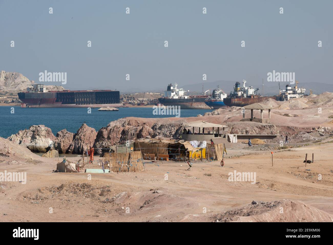 Ships to be broken up at Gadani ship-breaking yard, located across a 10 km long beachfront, Balochistan, Pakistan. Stock Photo