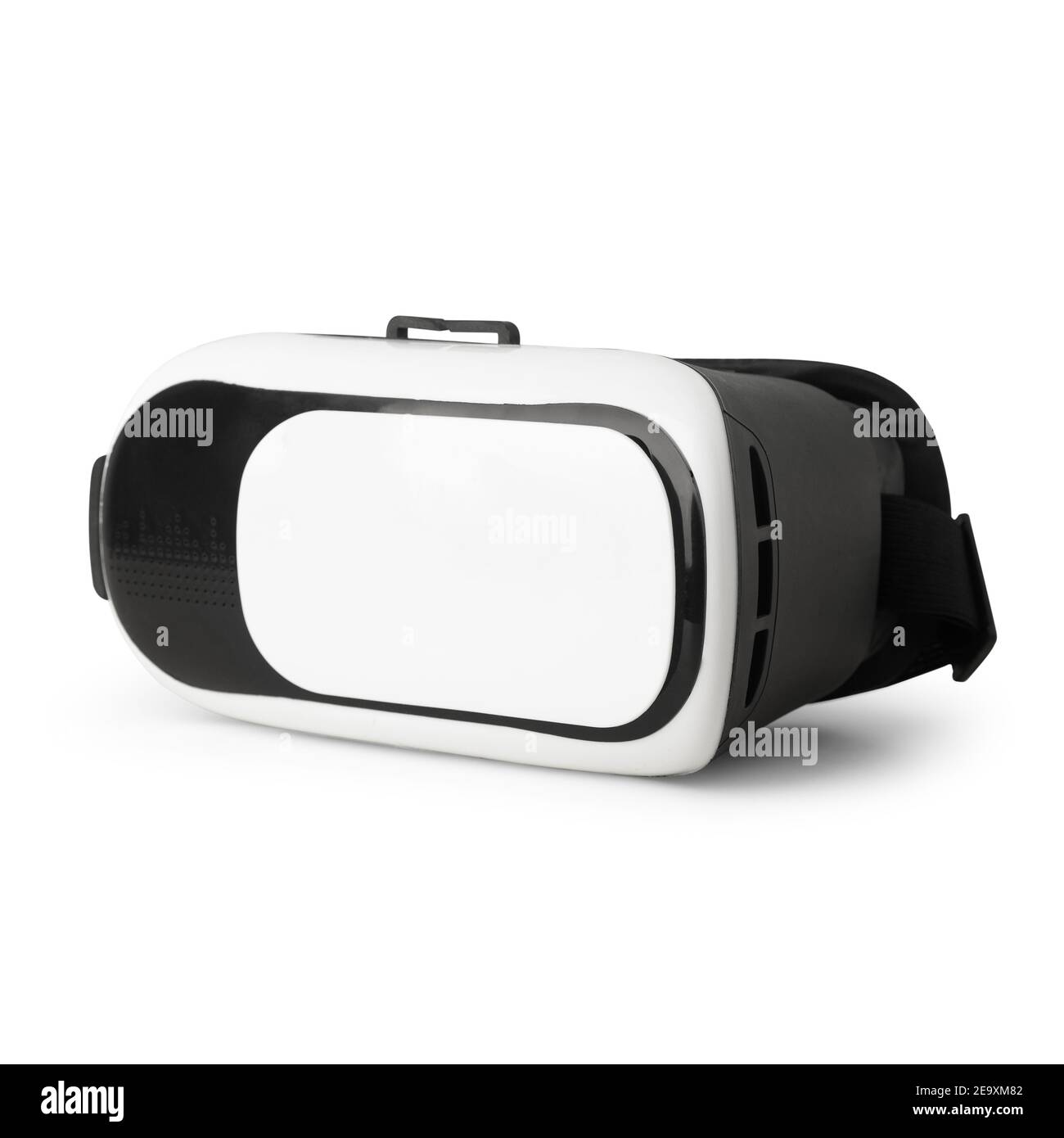 Realistic white virtual reality headset isolated on white background with clipping path. Stock Photo