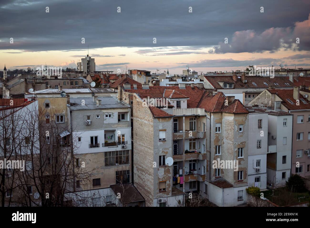 Belgrade, Serbia - View of weathered residential buildings in Zemun Stock Photo