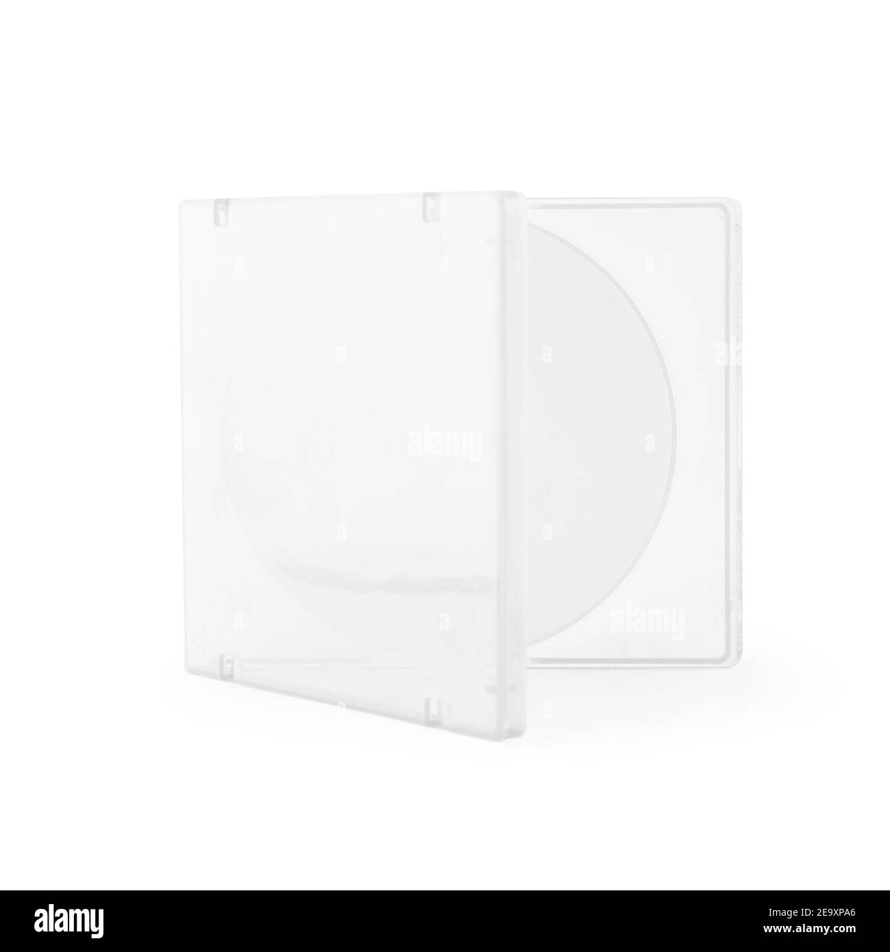 Realistic white cd with box cover template isolated on white background with clipping path. Stock Photo
