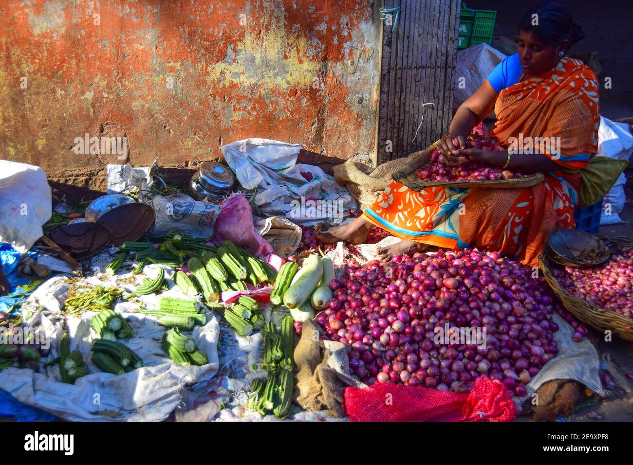 Indian Food Market, Madurai, India Stock Photo