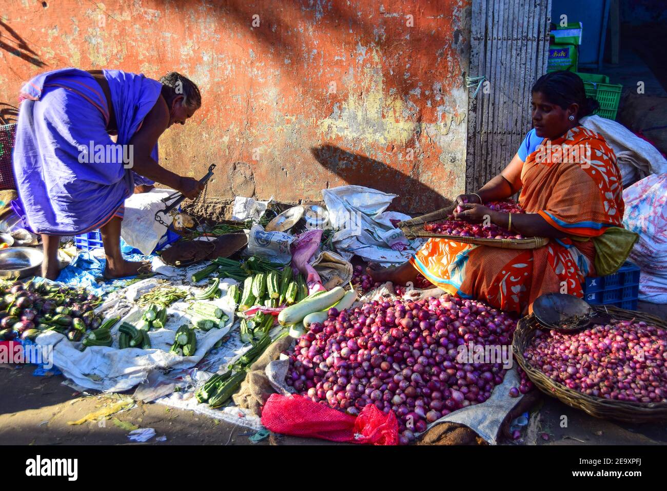 Indian Food Market, Madurai, India Stock Photo