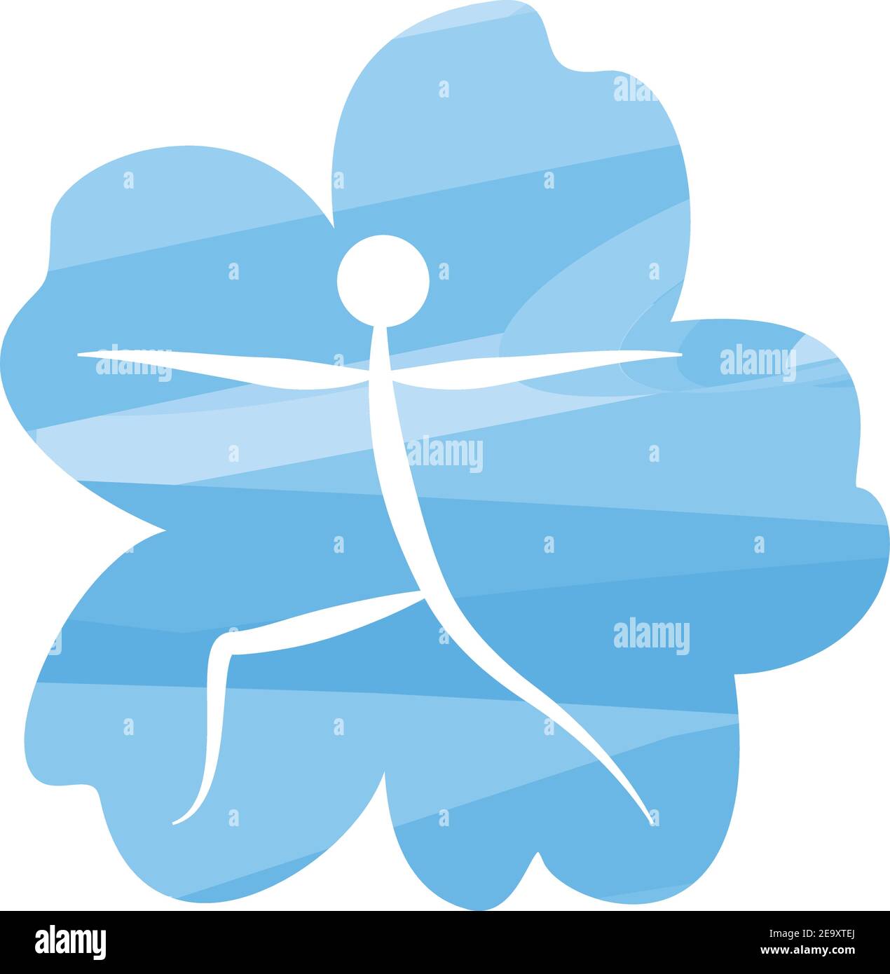 Yoga asanas simple blue flower icon of a set. Vector EPS 10 Stock Vector