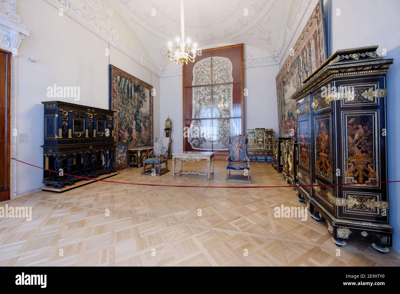 Room of 17th century French Decorative and Applied Art in the Winter Palace, the State Hermitage Museum, St. Petersburg, Russia Stock Photo