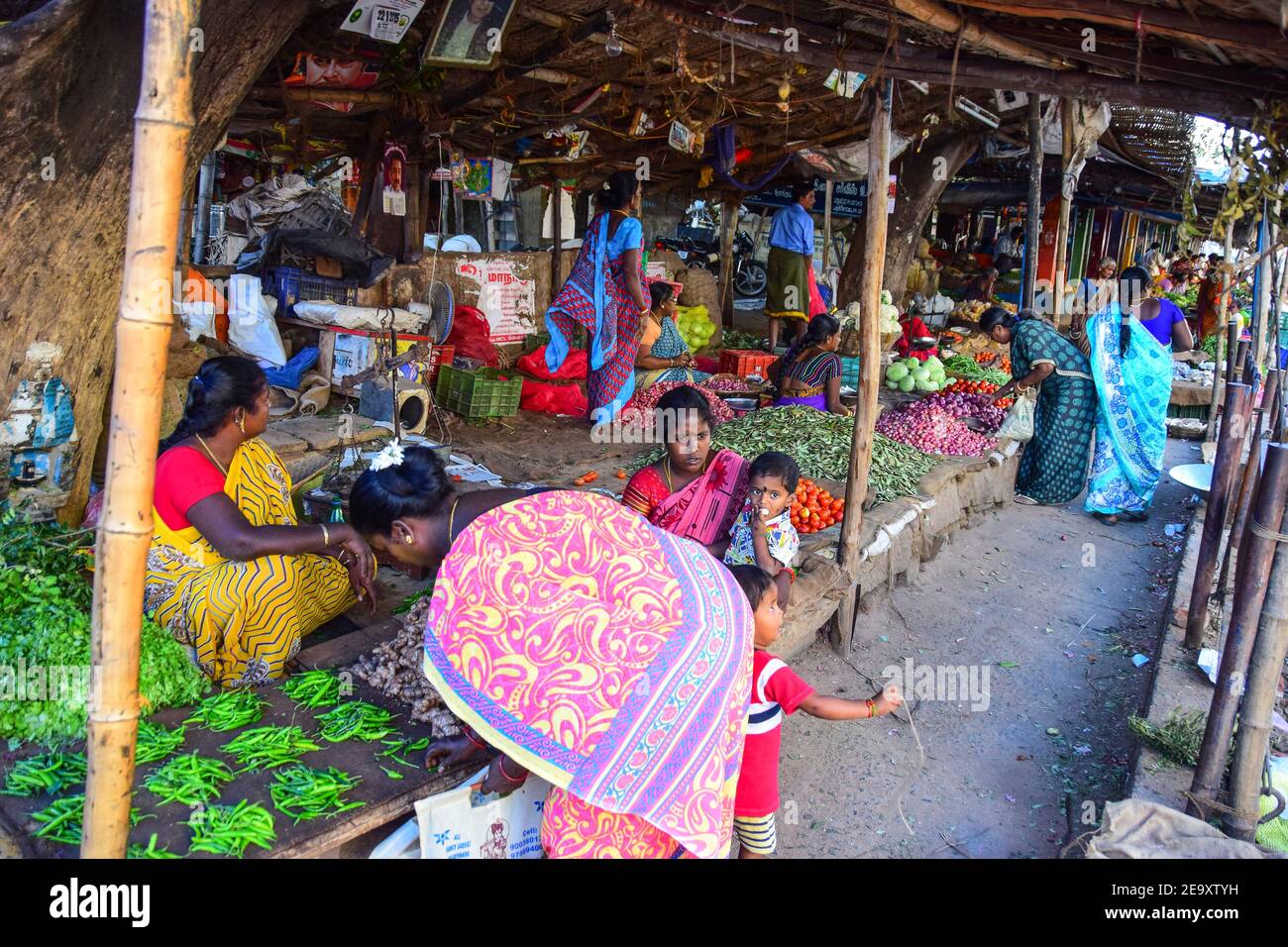 Indian Food Market, Madurai, India Stock Photo