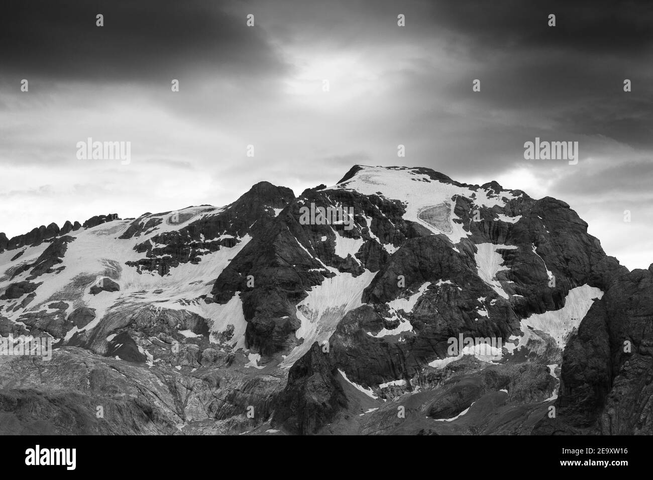 View on Marmolada mountain group, glaciers. The Dolomites. Italian Alps. Europe. Stock Photo