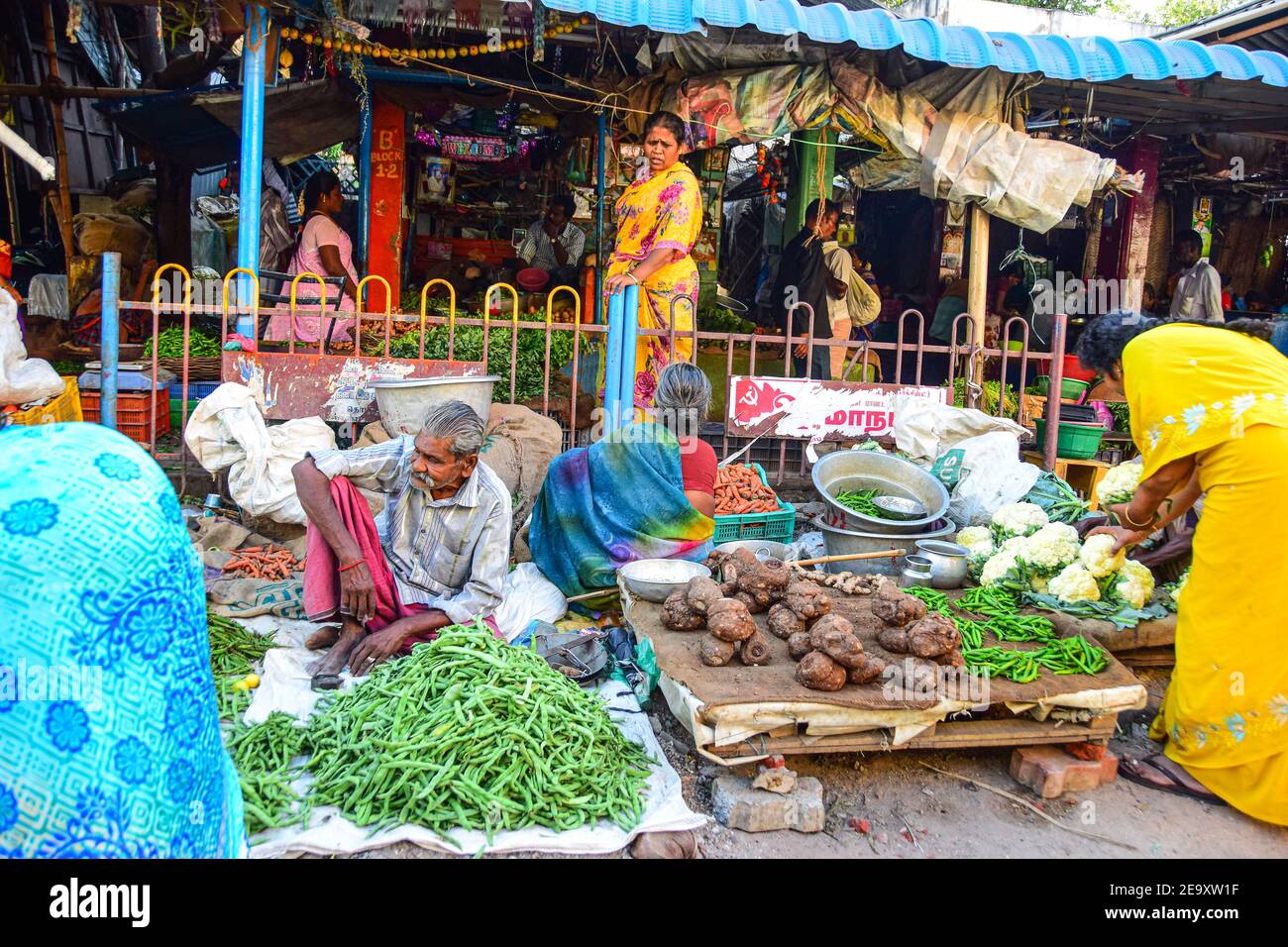 Indian Food Market, Madurai, India Stock Photo