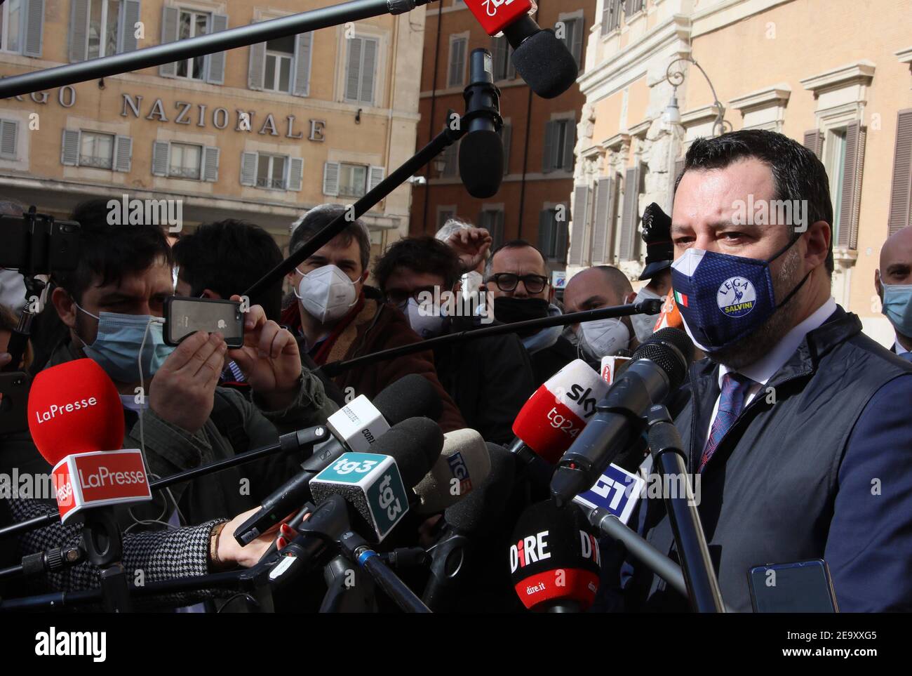 Rome, Italy. 06th Feb, 2021. 2/6/2021 - Rome, Matteo Salvini at the end ...