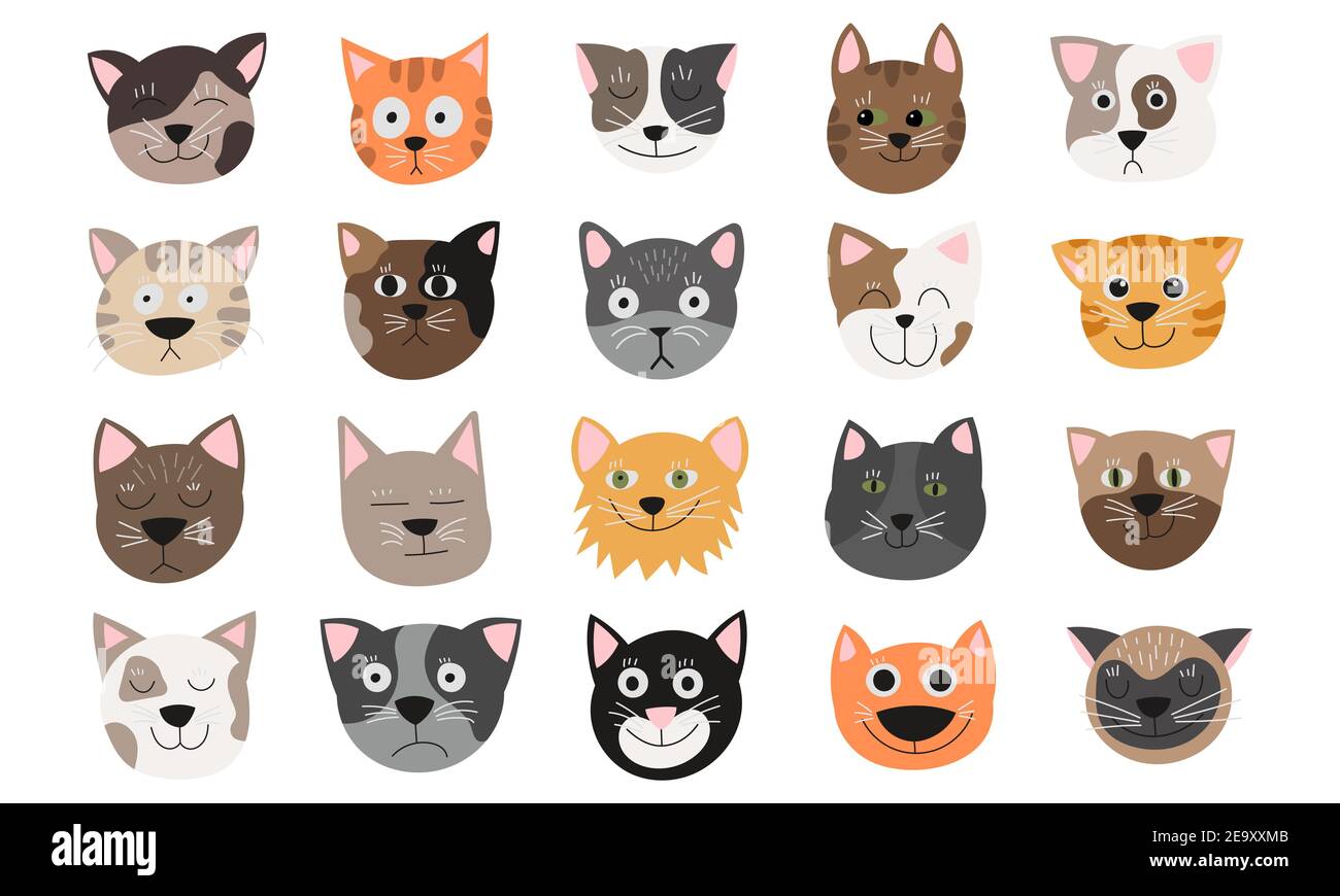 Cute Cat Face Icon Set