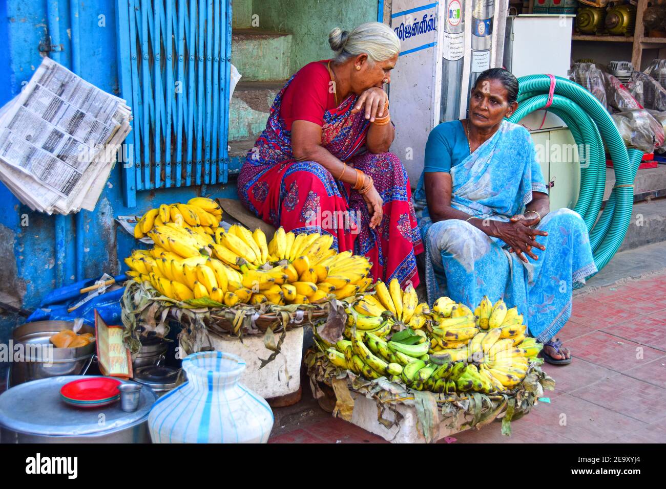 Indian Food Market, Madurai, India Stock Photo