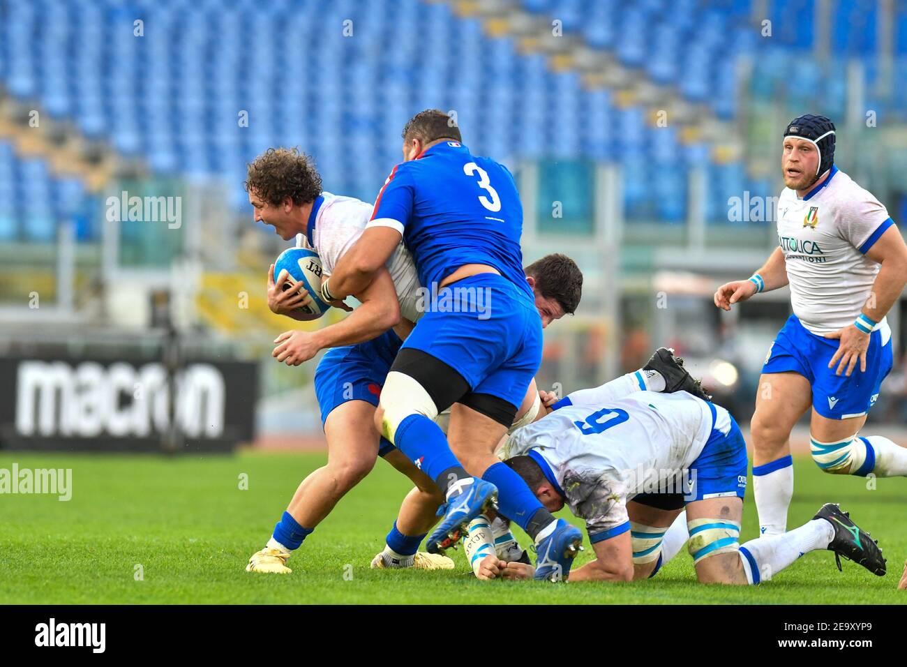 Rome, Italy. 6th Feb, 2021. Rome, Italy, Stadio Olimpico, February 06, 2021, Michele Lamaro (Italy) carries the ball during Italy vs France - Rugby Six Nations match Credit: Carlo Cappuccitti/LPS/ZUMA Wire/Alamy Live News Stock Photo