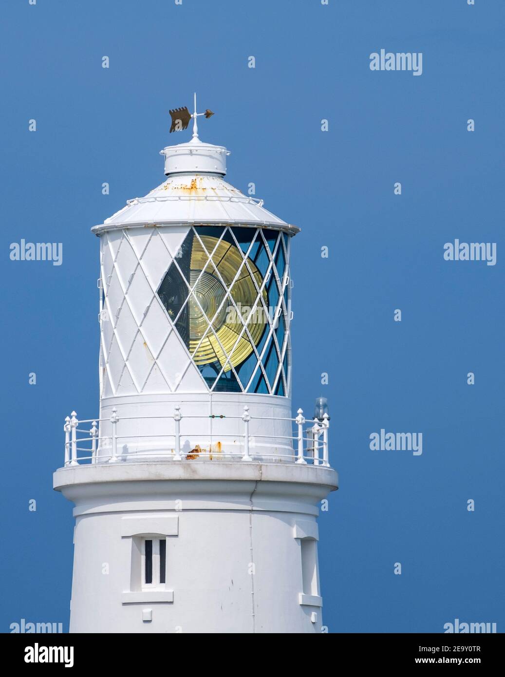 Strumble Head Lighthouse, Fresnel lens detail. Pencaer, Pembrokeshire, Wales, GB, UK Stock Photo