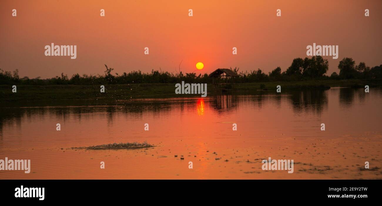 Sunset on the Batiaghata,Khulna, Bangladesh Stock Photo - Alamy