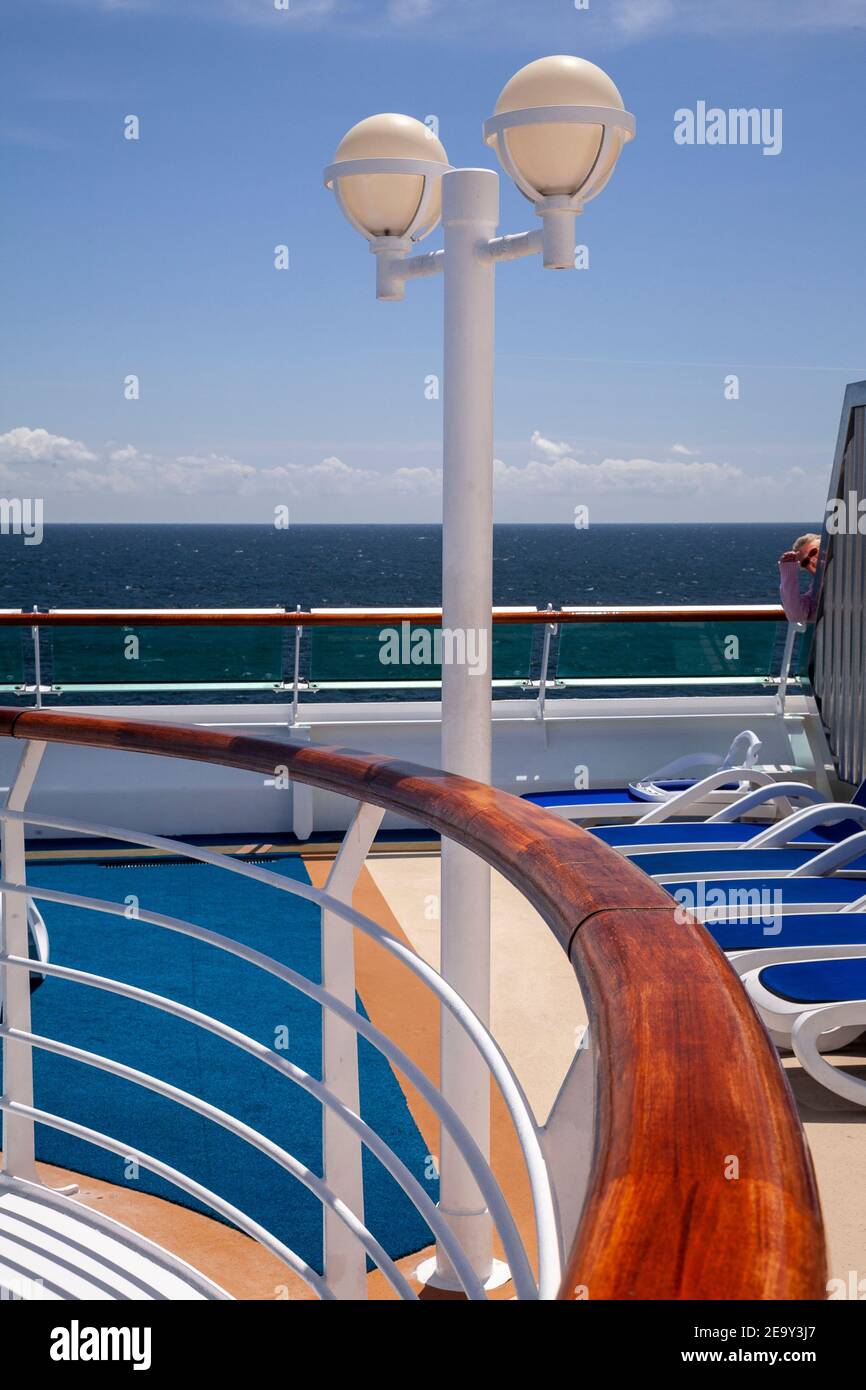 Deck furniture and lights on a cruise ship Stock Photo Alamy