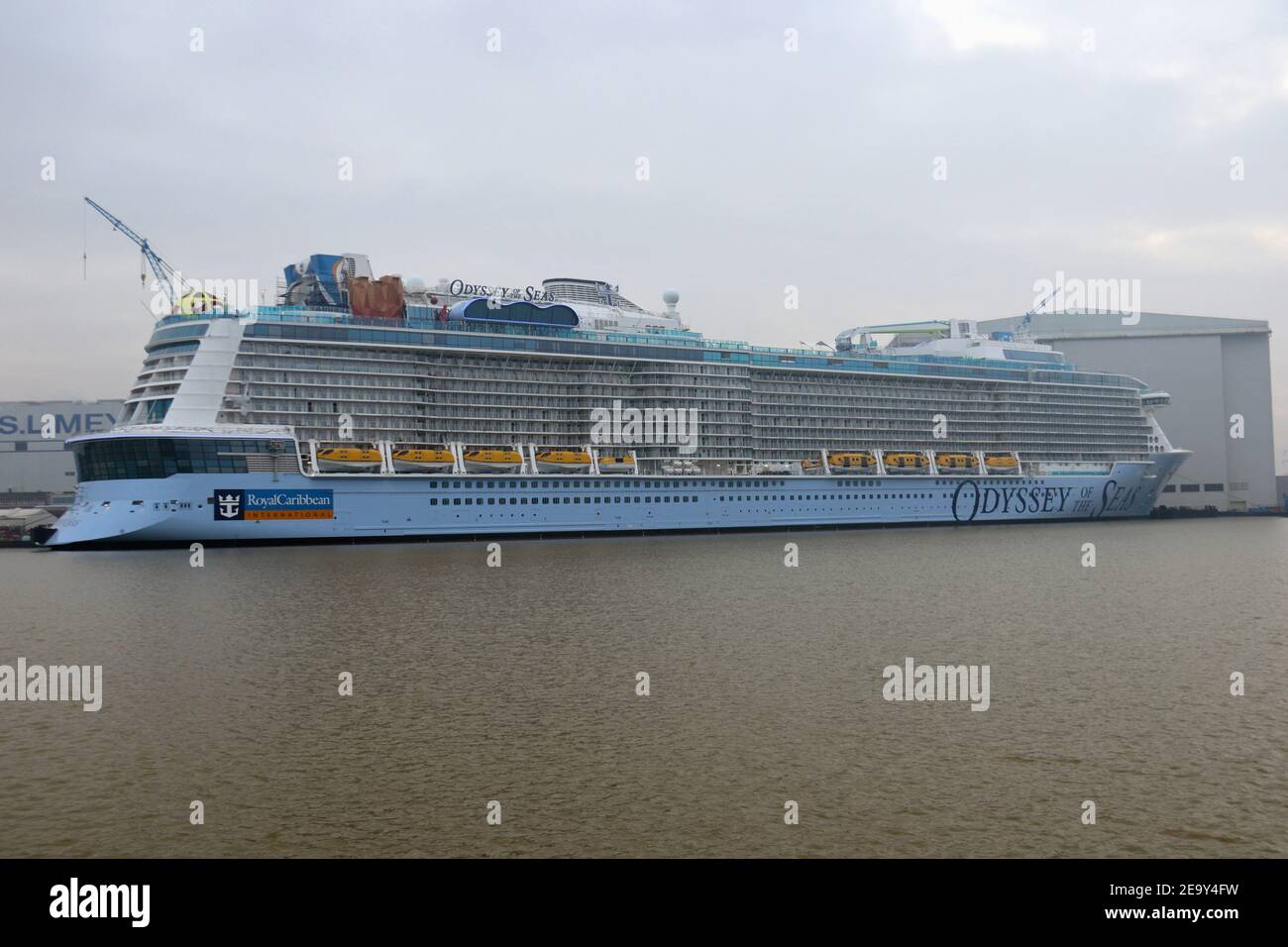 The New Cruise Ship Odyssey Of The Seas Will Be Lying In Front Of The Meyer Werft In Papenburg On January 1 2021 Stock Photo Alamy