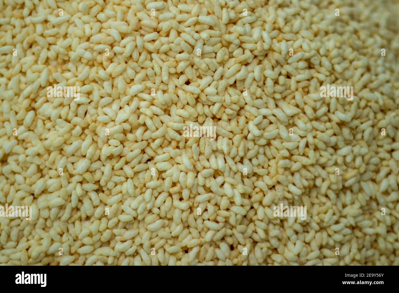 Puffed white rice in a street shop over that also known as muri, porri. Muri is famous savory of asia subcontinent food Stock Photo