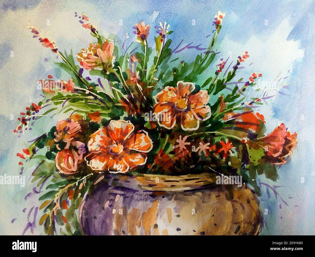 Art ,watercolor  ,painting ,,flower , abstract , design , background, from thailand Stock Photo