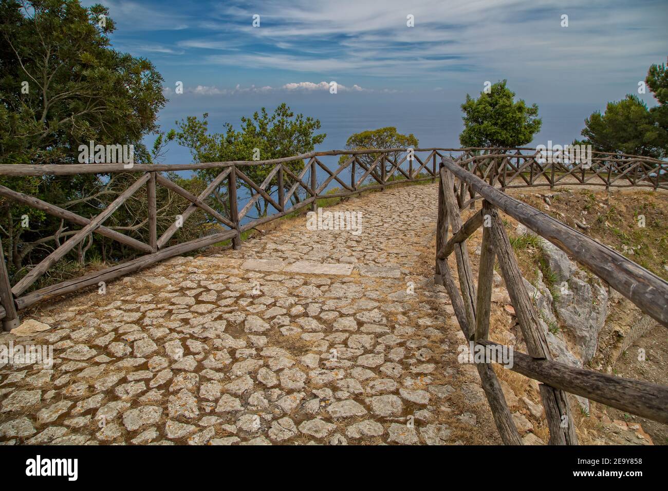 Steps leading to Villa Jovis.The ruins of Villa Jovis built by emperor ...