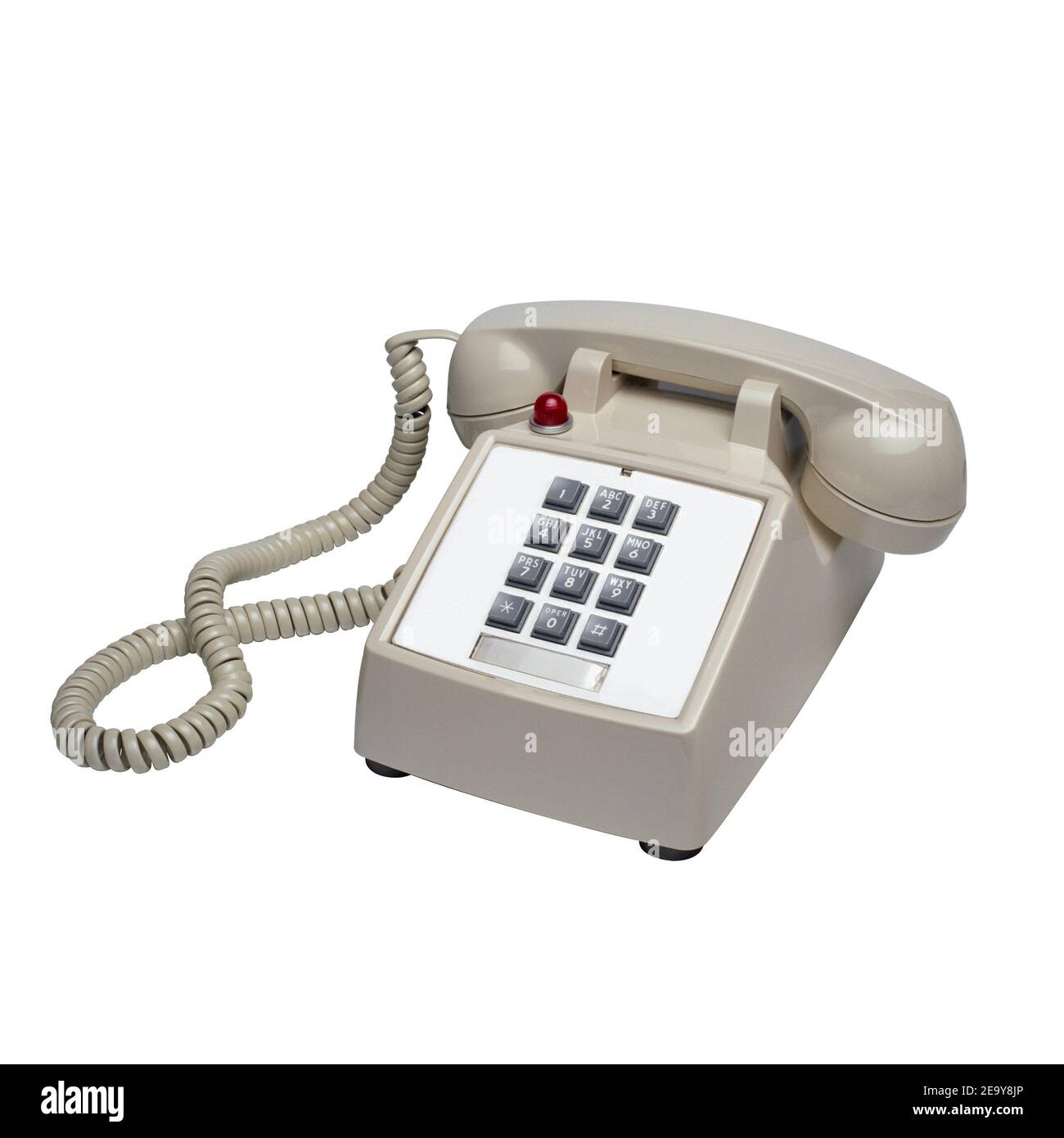 old push-button telephone isolated on a white background Stock Photo