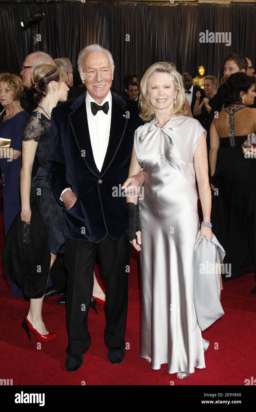 OSCARS - Red Carpet - Actor Christopher Plummer with his wife, actress  Elaine Taylor on the red carpet during the 84th Academy Awards in Los Angeles on February 26, 2012. Photo by Francis Specker Stock Photo