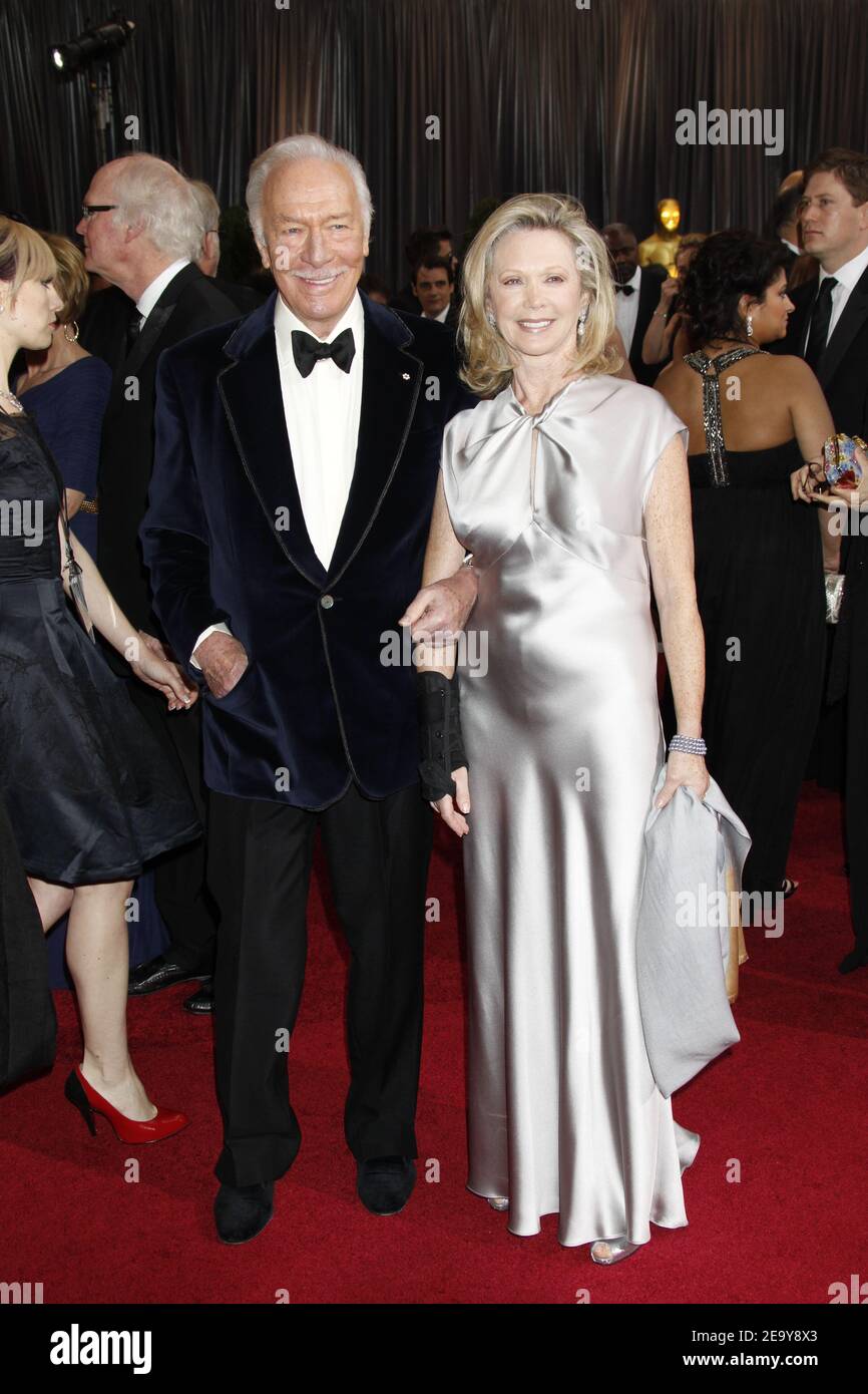 OSCARS - Red Carpet - Actor Christopher Plummer with his wife, actress  Elaine Taylor on the red carpet during the 84th Academy Awards in Los Angeles on February 26, 2012. Photo by Francis Specker Stock Photo