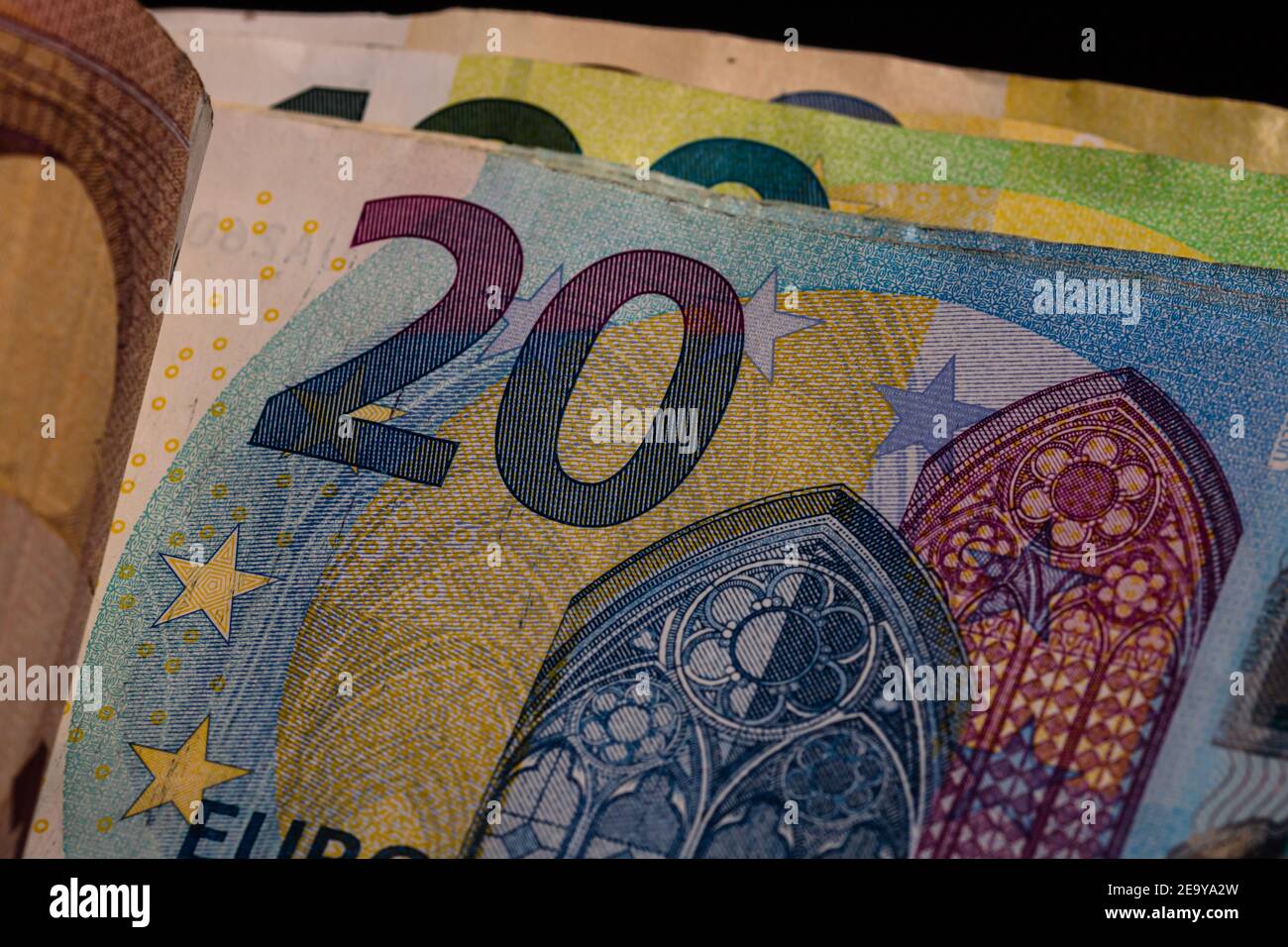 Detail of euro banknote, close up of euro money isolated Stock Photo ...