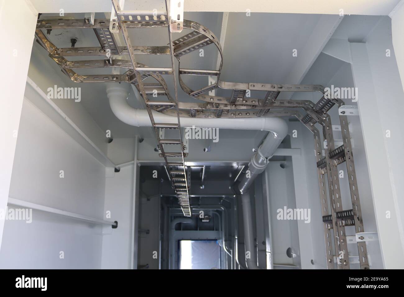 Cable ways on a steel ferry hull shipbuilding Stock Photo Alamy