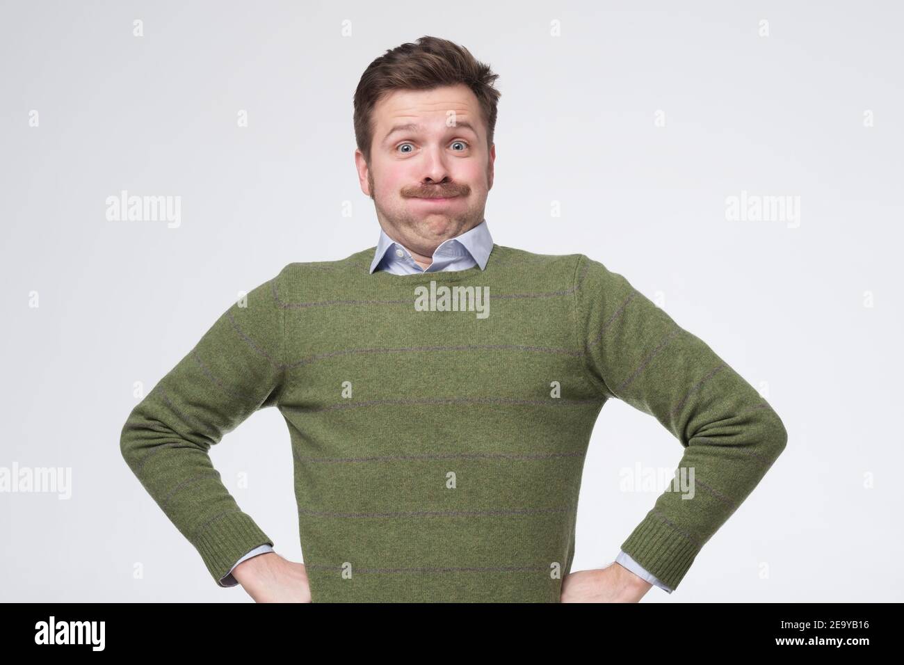 Silly smile man mustache hi-res stock photography and images - Alamy
