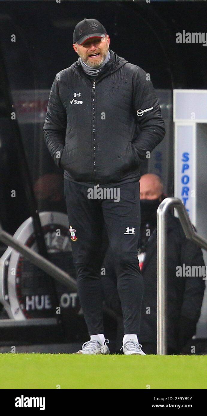 NEWCASTLE UPON TYNE, ENGLAND - FEBRUARY 06: Ralph Hasenhuttl, Southampton First Team Manager, during the Premier League match between Newcastle United and Southampton at St. James Park on February 6, 2021 in Newcastle upon Tyne, United Kingdom. (Photo by MB Media/MB Media) Stock Photo