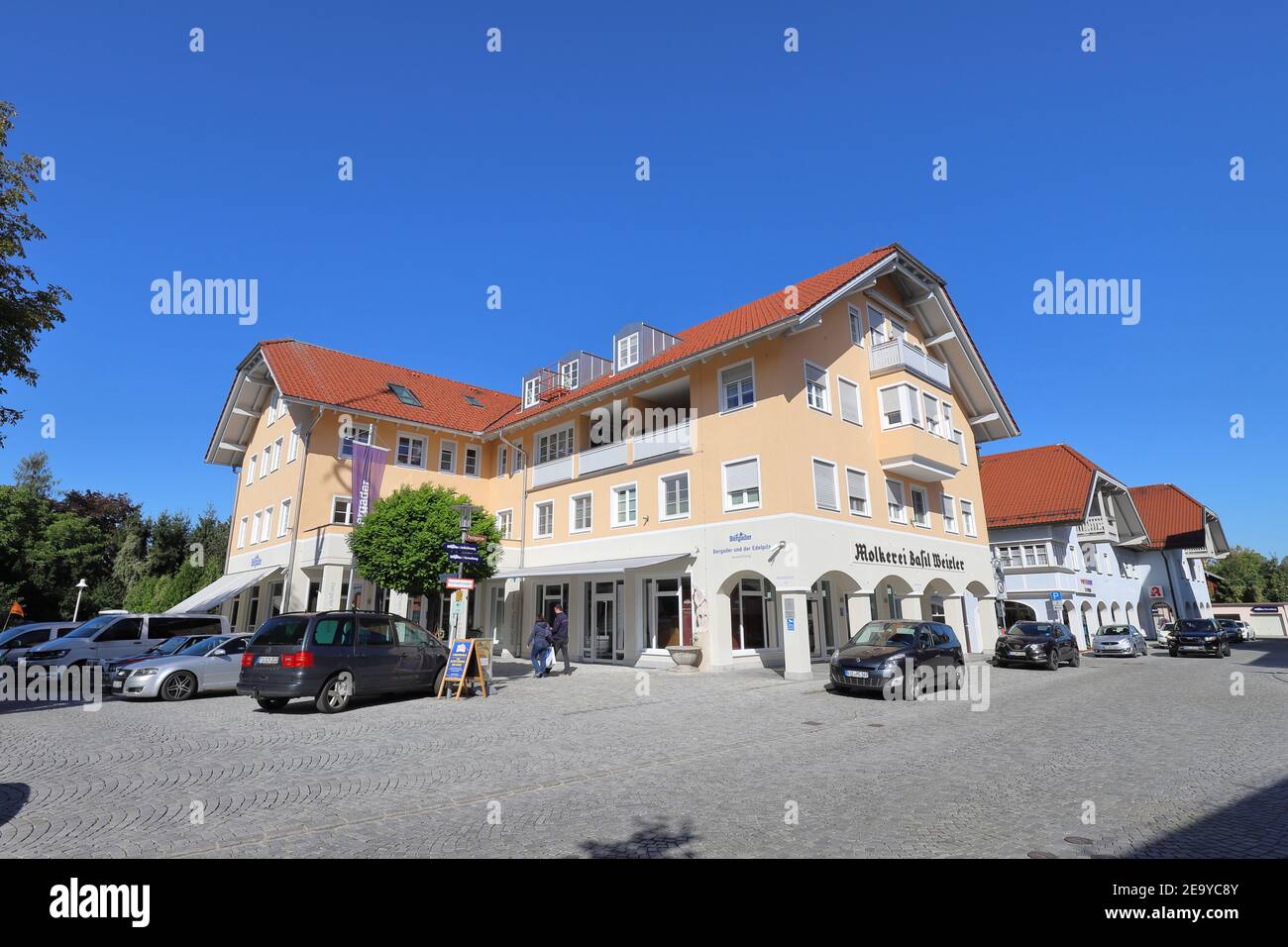 GERMANY, BAVARIA, WAGING AM SEE - SEPTEMBER 21, 2019; Shop of the cheese dairy 'Bergader' Stock Photo