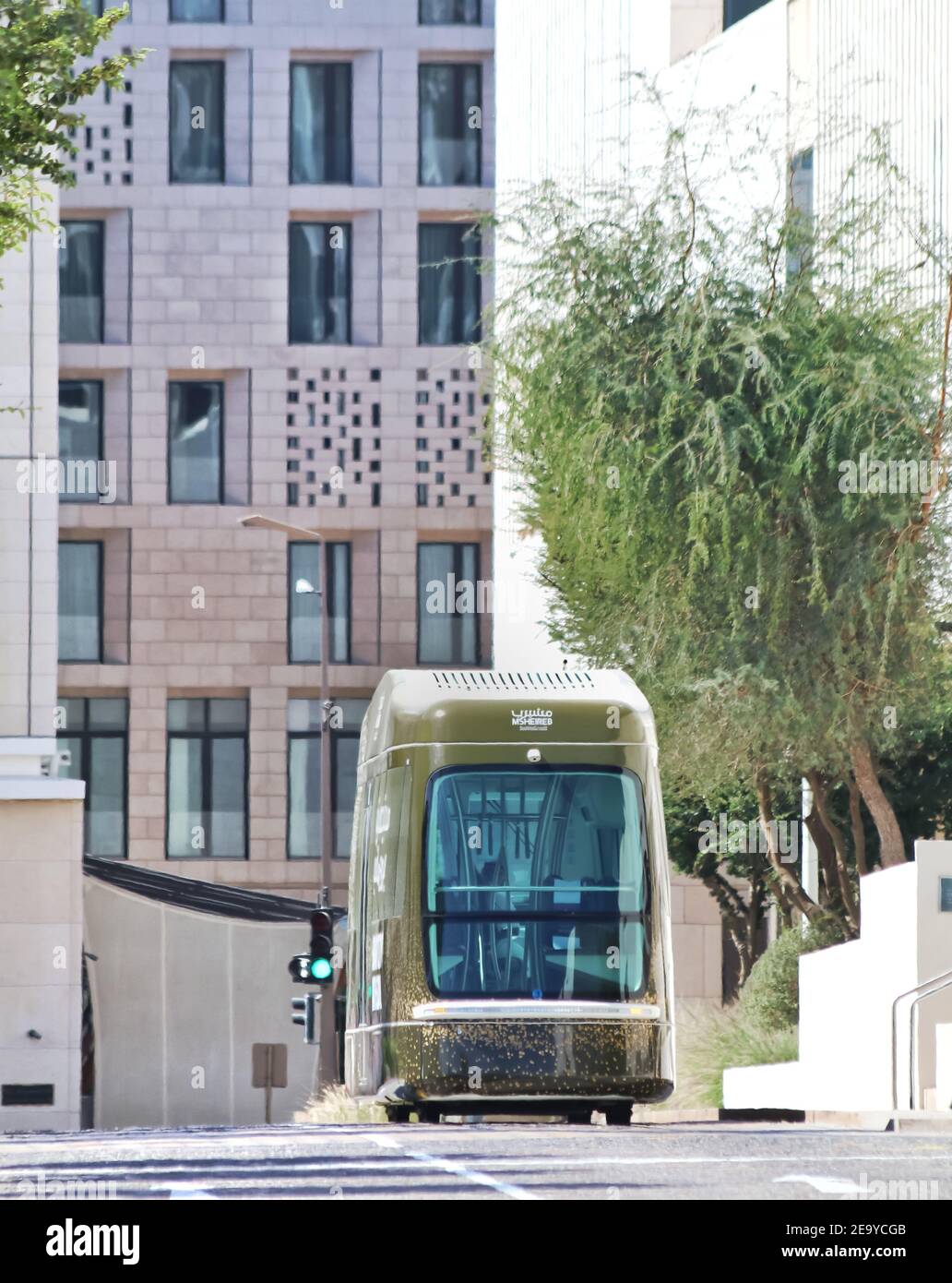 A view of Tram in Musheirib Downtown in Doha, Qatar Stock Photo