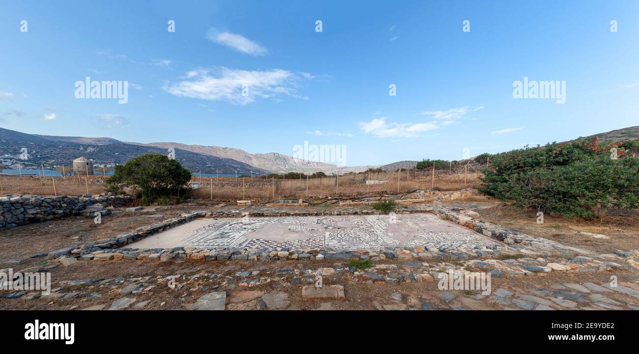 Early Christian Basilica of Olounda, 5th century AC, in Poros peninsula, in  Elounda town, Lasithi, Crete island, Greece, Europe. Stock Photo