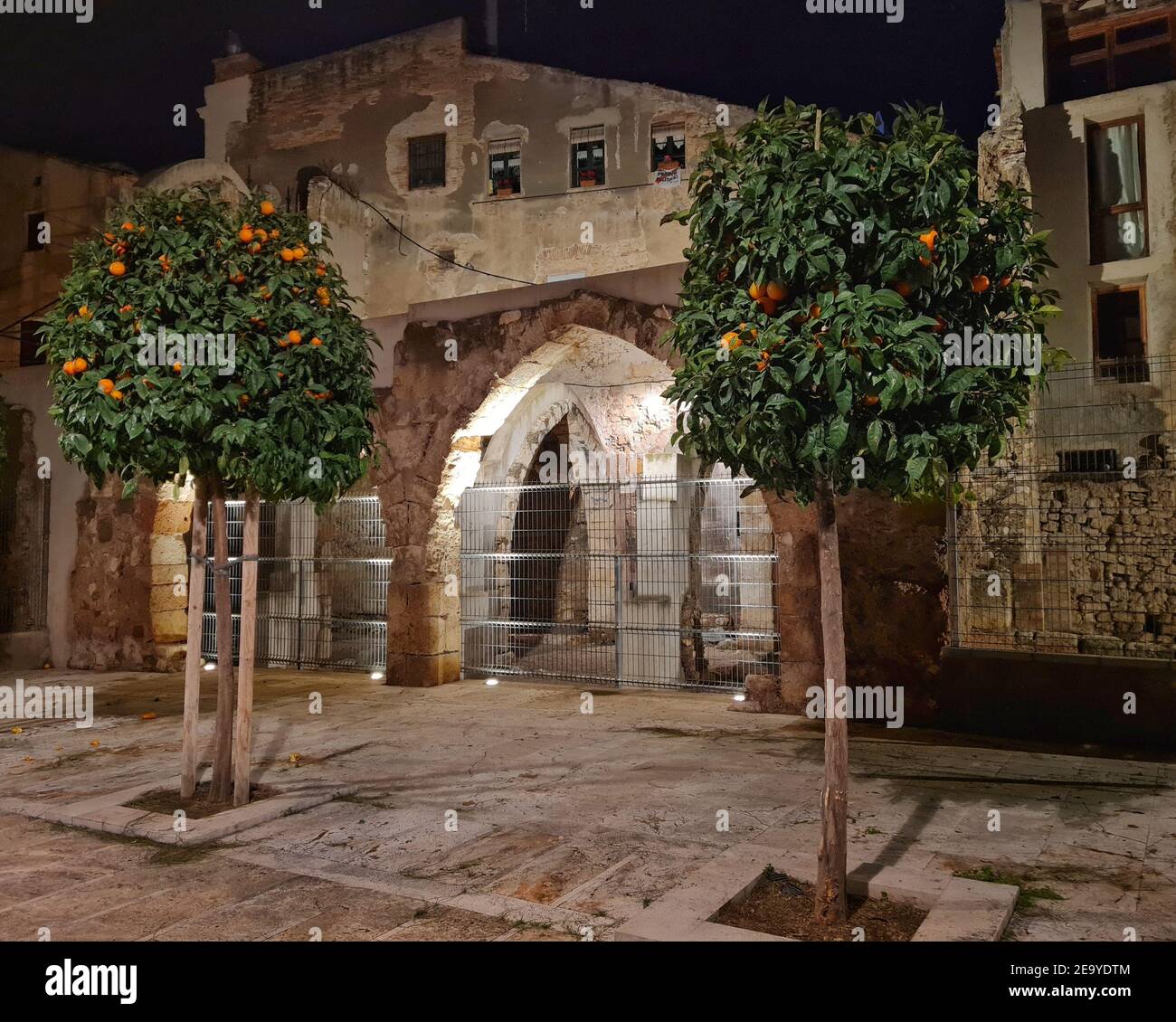Ruins of Jewish ancient quarter in the old town of Tarragona. Pointed