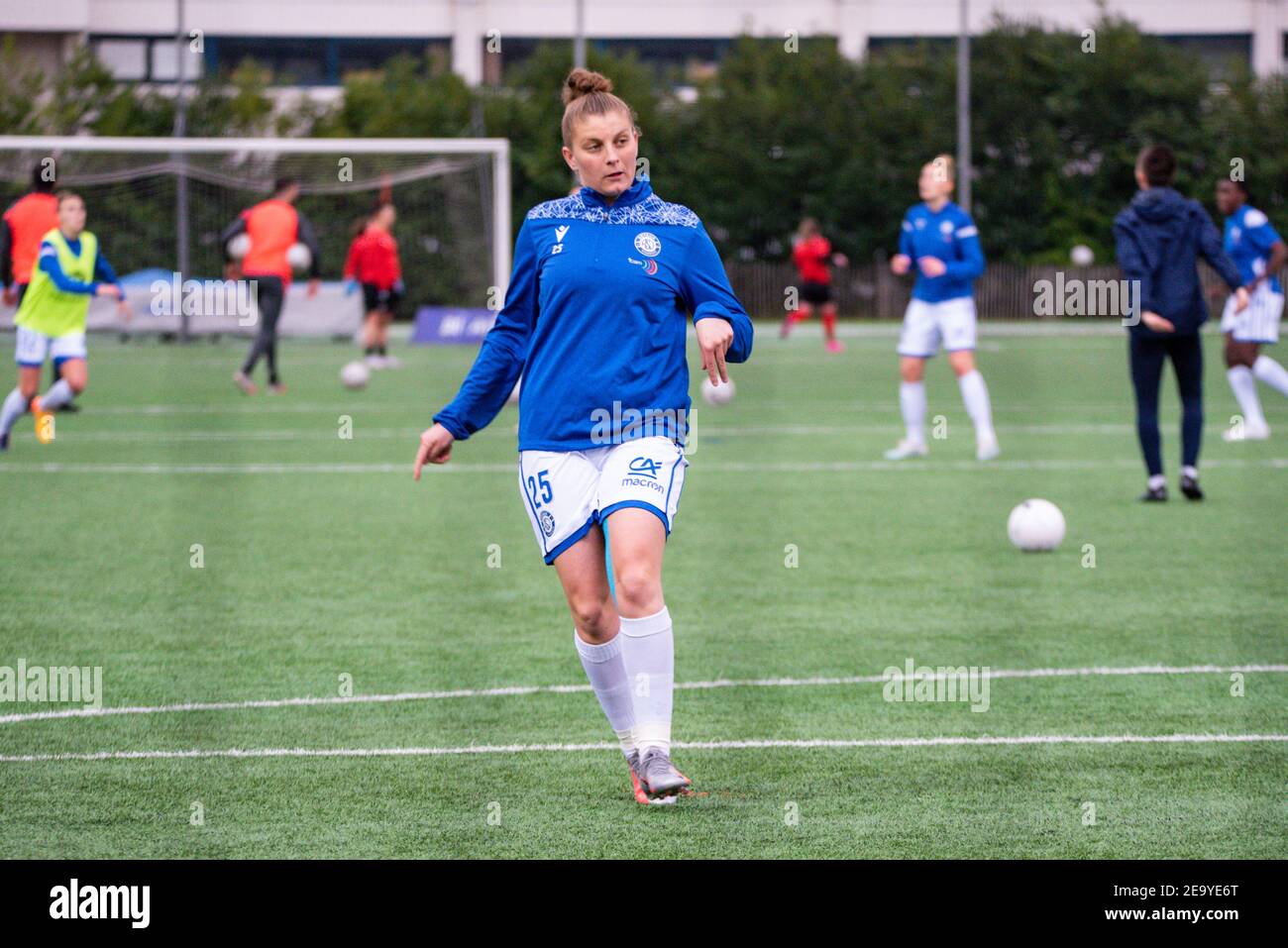 Marie Charlotte Leger of ASJ Soyaux warms up ahead of the Women&#039;s  French championship, D1 Arkema football match between GPSO 92 Issy and ASJ  Soyaux Charente on February 6, 2021 at Le