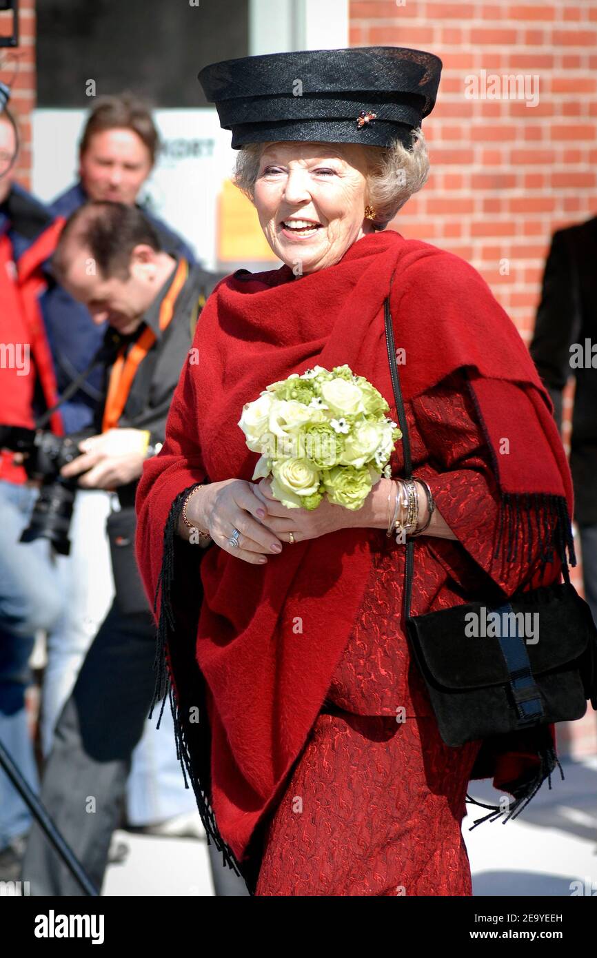 ENSCHEDE, THE NETHERLANDS - APR 22, 2008: Royal Highness Queen Beatrix of the Netherlands visiting the place where in 2001 the fire works disaster hap Stock Photo