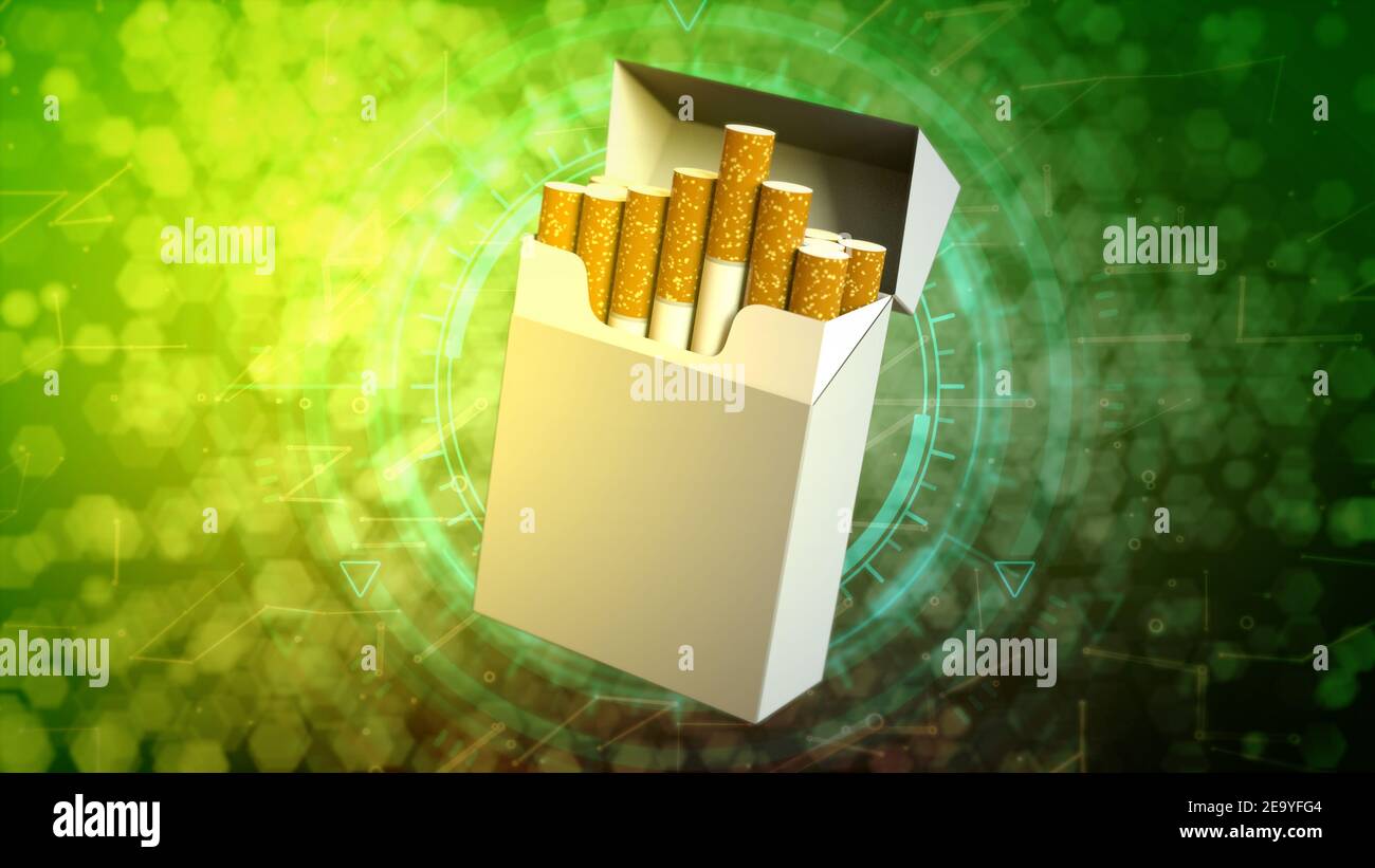 3D illustration of object - cigarette box on modern background - quit