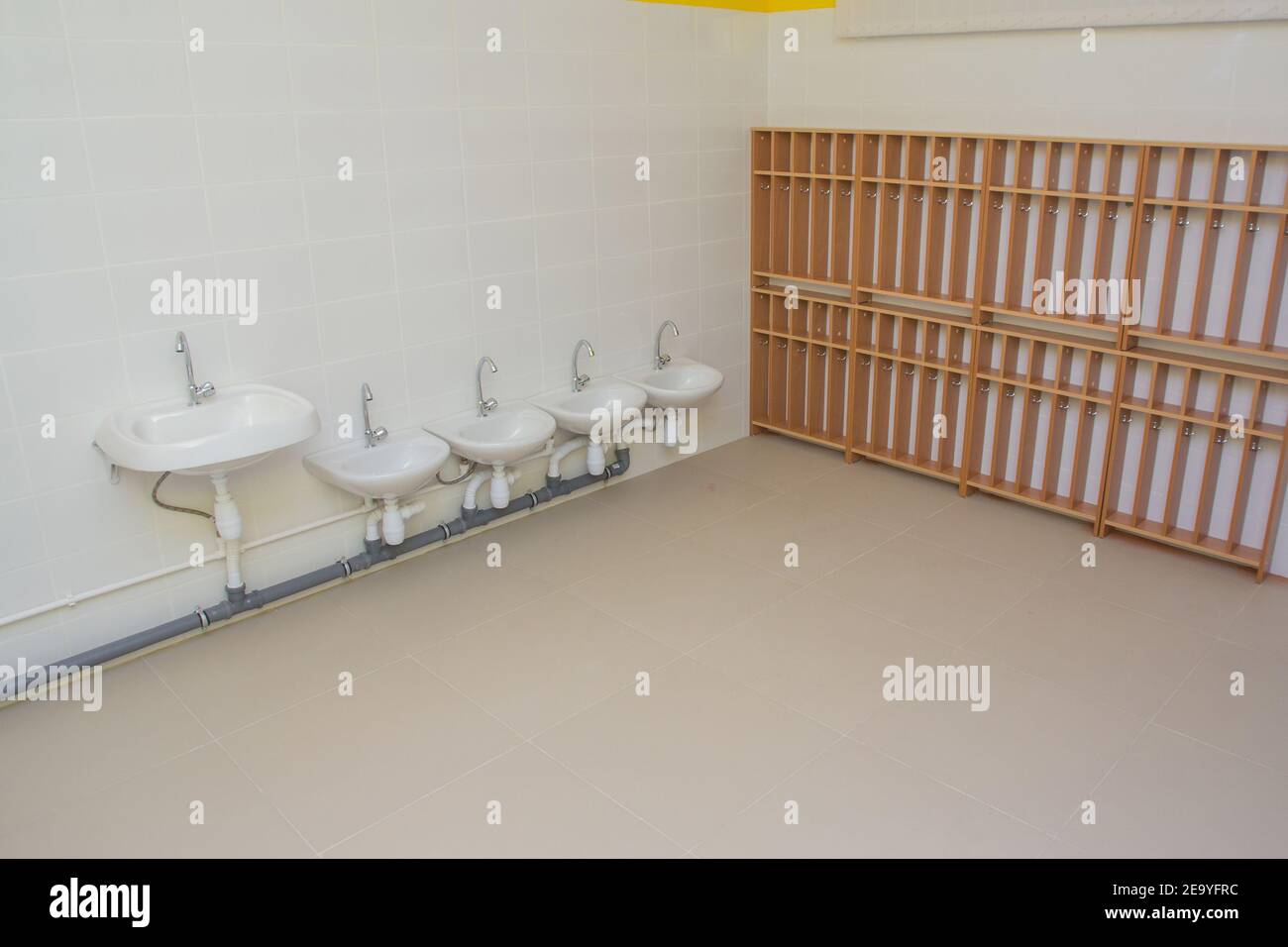 Children's hygiene in a preschool institution. Toilet in kindergarten