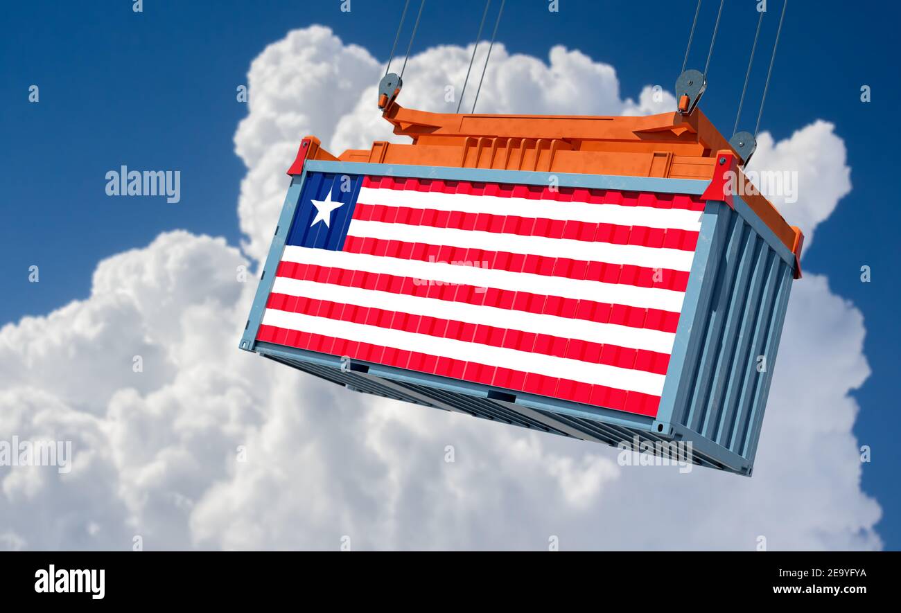 Shipping Container with Liberia flag 3D Rendering Stock Photo Alamy